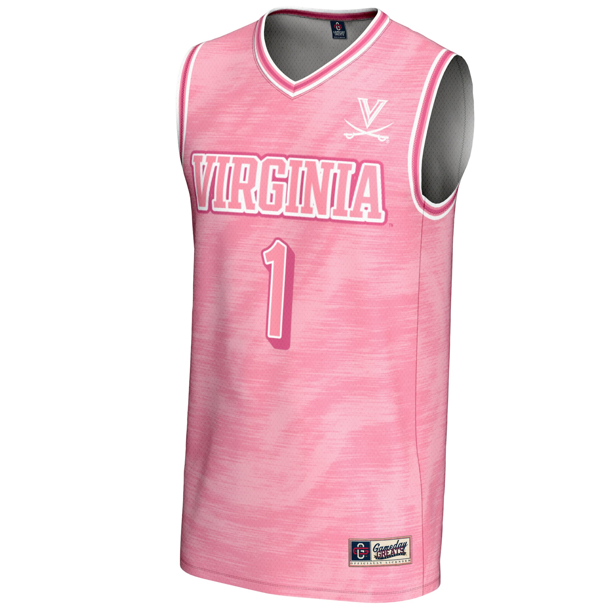 #1 Virginia Cavaliers Unisex Lightweight Basketball Jersey Pink - front view