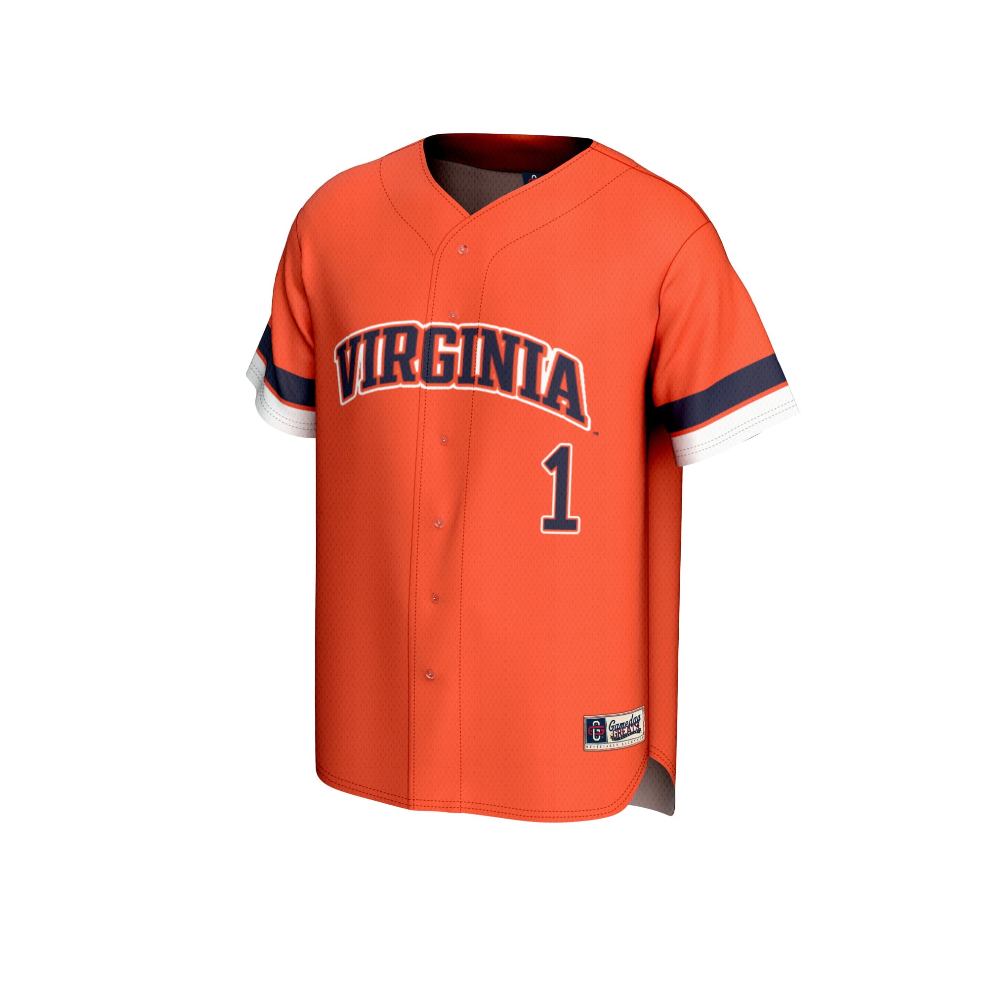 #1 Virginia Cavaliers Unisex Lightweight Collegiate Baseball Fashion Jersey Orange - front view