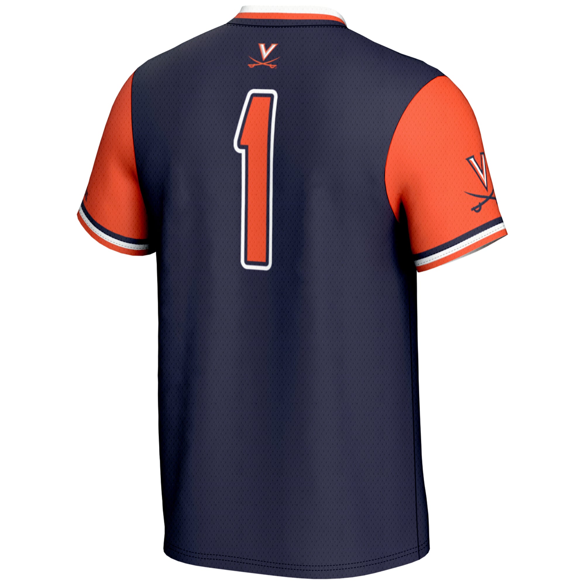 #1 Virginia Cavaliers Unisex Lightweight Softball Jersey Navy - back view