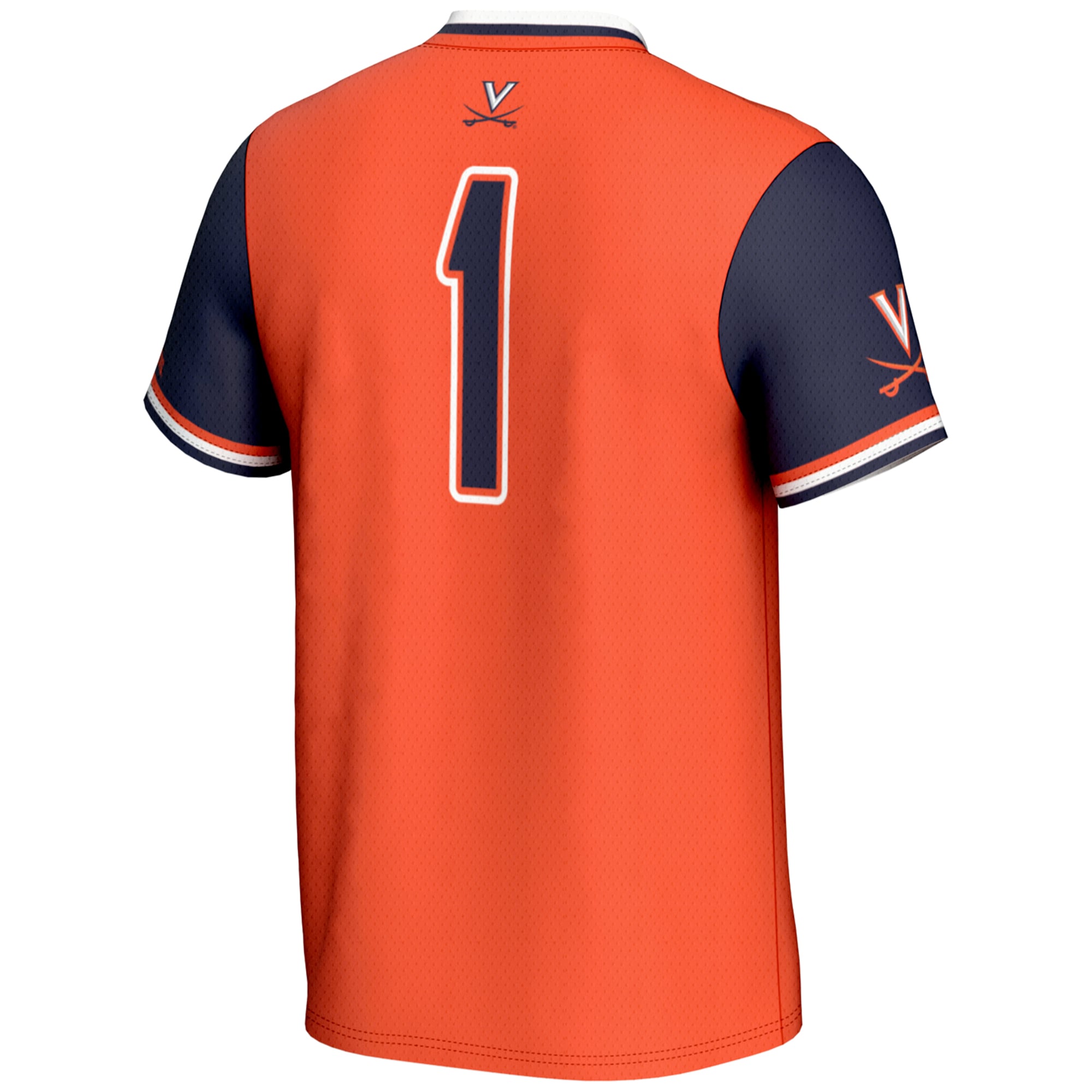 #1 Virginia Cavaliers Unisex Lightweight Softball Jersey Orange - back view