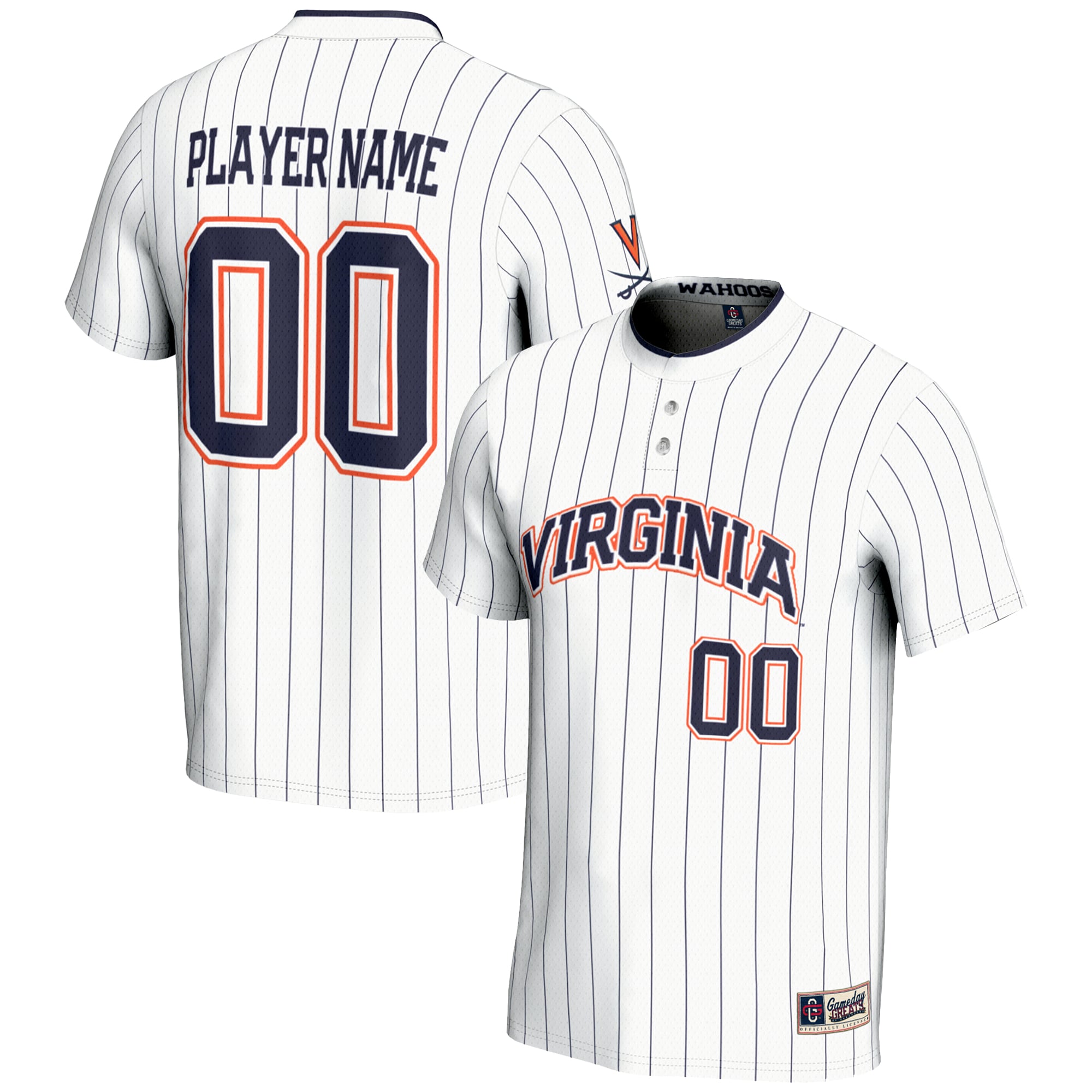 Virginia Cavaliers Unisex Lightweight Softball Jersey White - front and back view