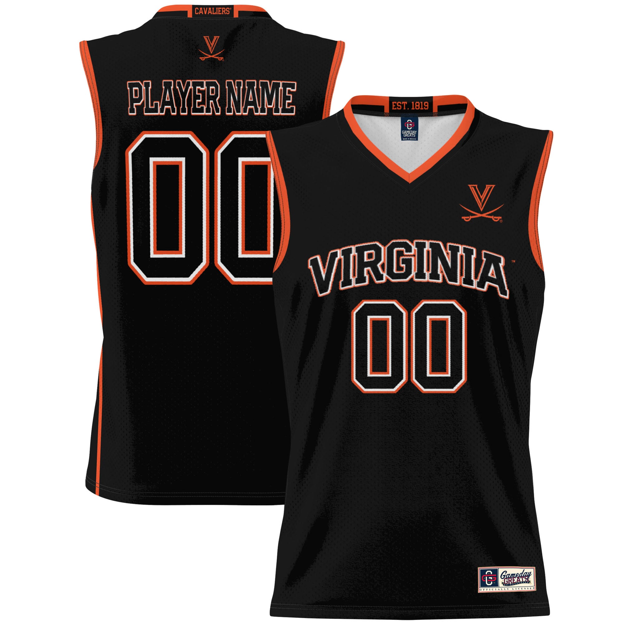 Virginia Cavaliers Unisex Lightweight Women's Basketball Jersey Black - front and back view