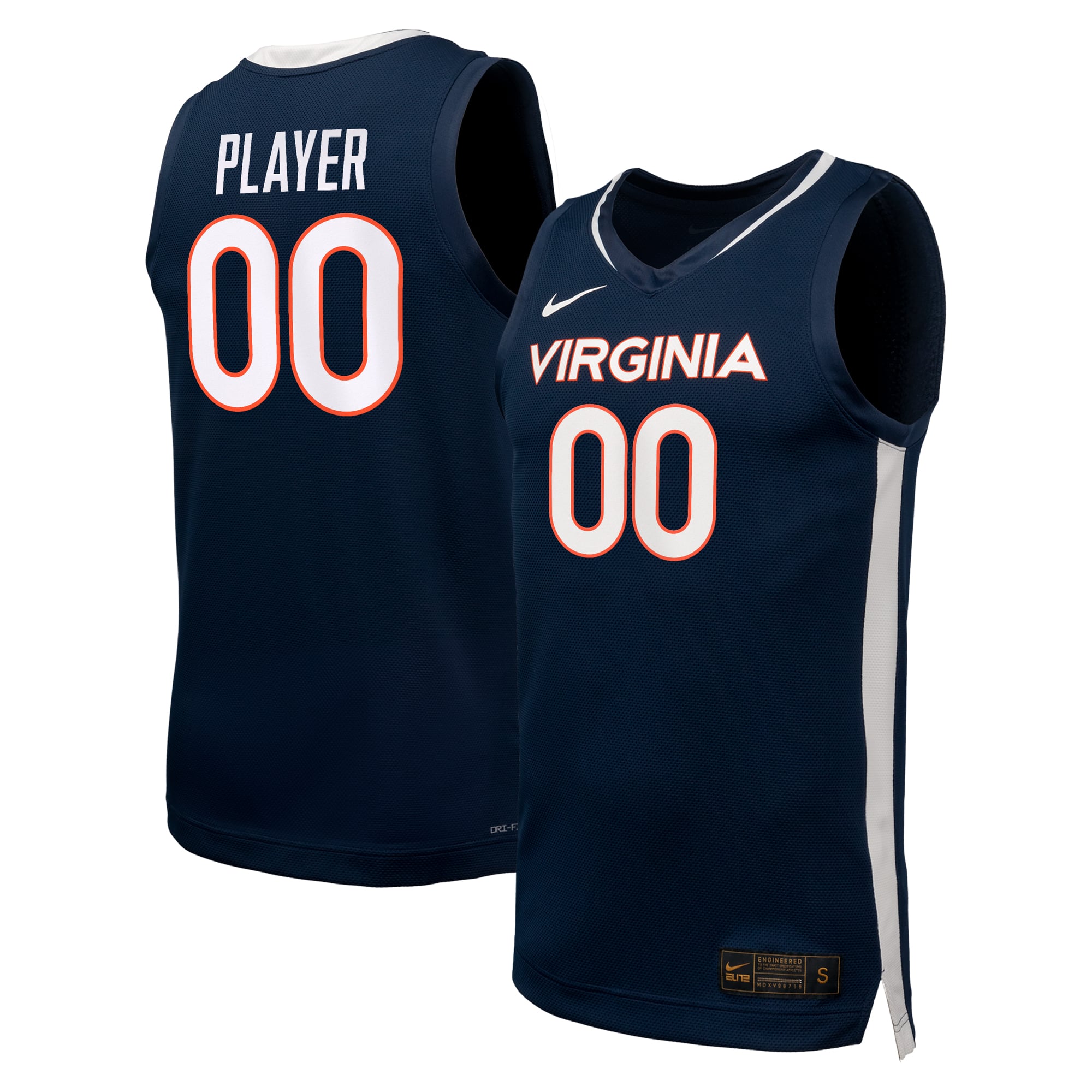 Virginia Cavaliers Unisex Men's Basketball Jersey Navy - front and back view