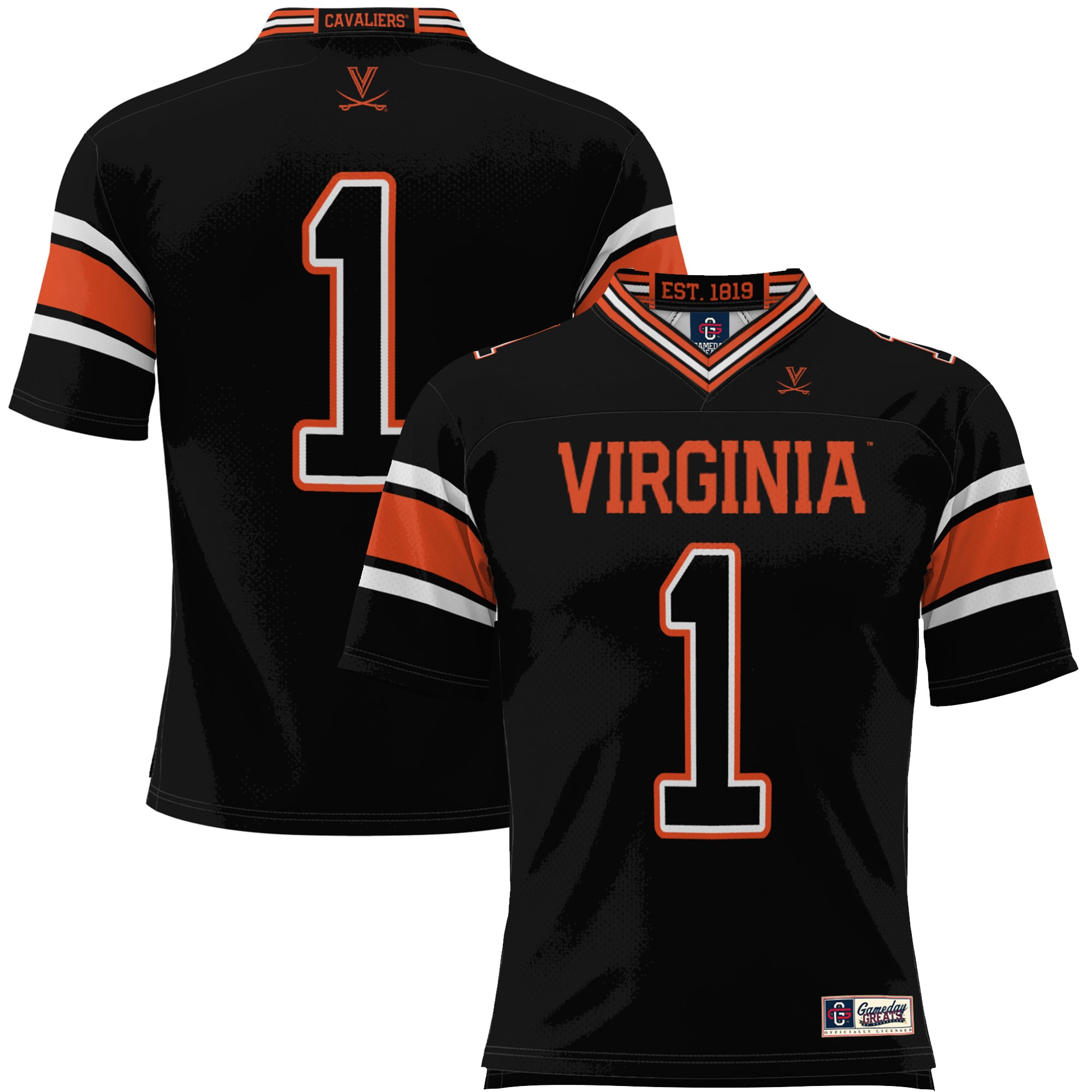 #1 Virginia Cavaliers Youth Endzone Football Jersey Black - front view