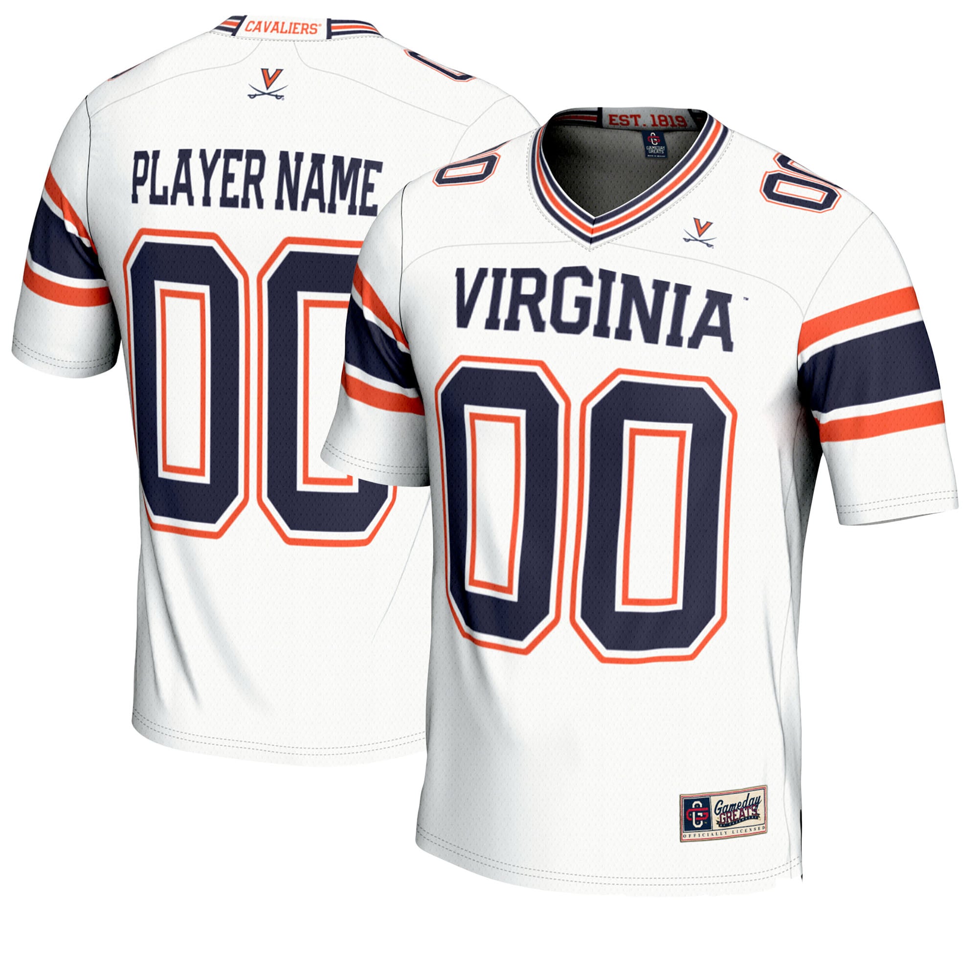 Virginia Cavaliers Youth Football Jersey White - front and back view