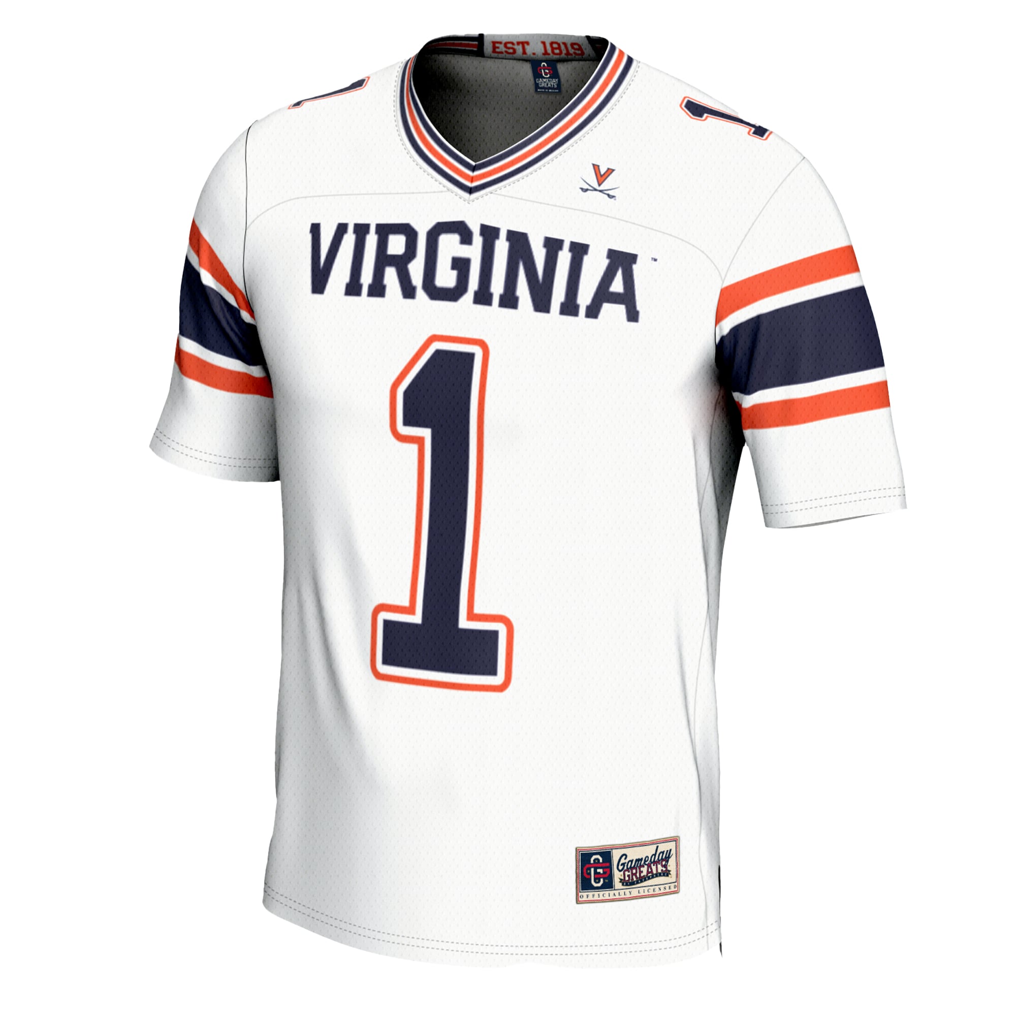 #1 Virginia Cavaliers Youth Football Jersey White - front view
