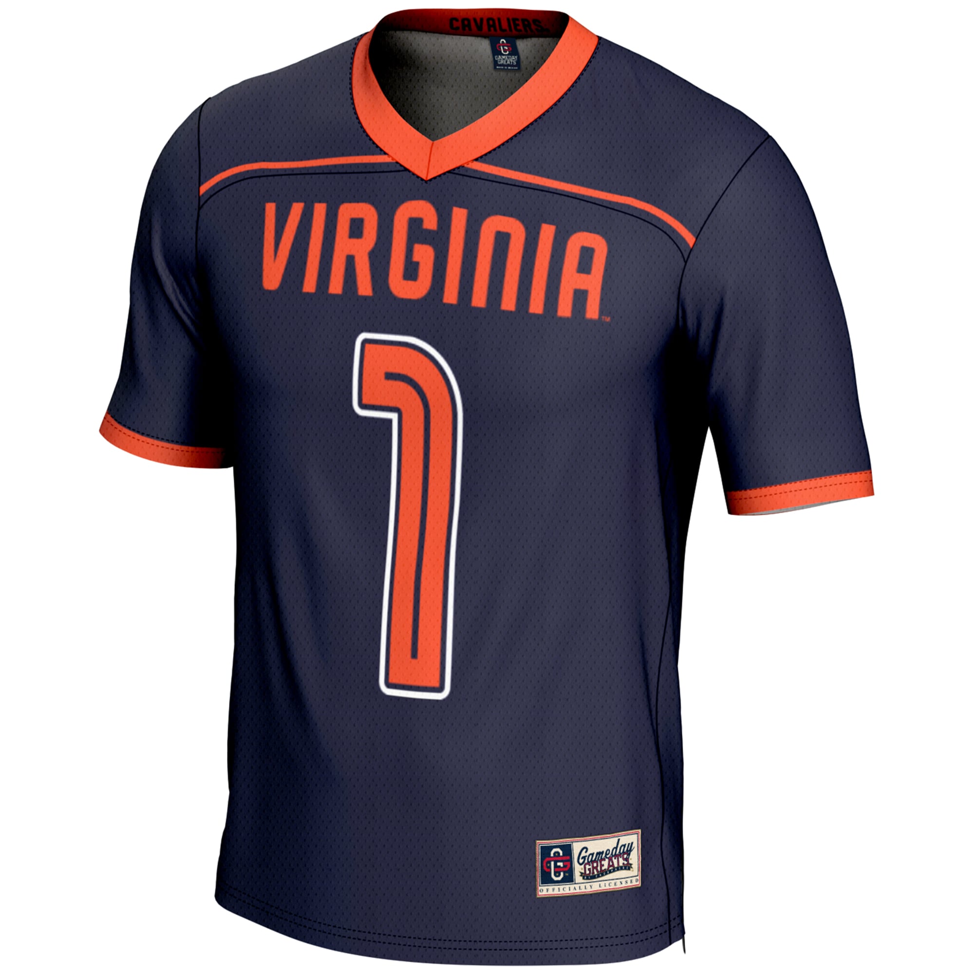 #1 Virginia Cavaliers Youth Lacrosse Fashion Jersey Lightweight Navy - front view