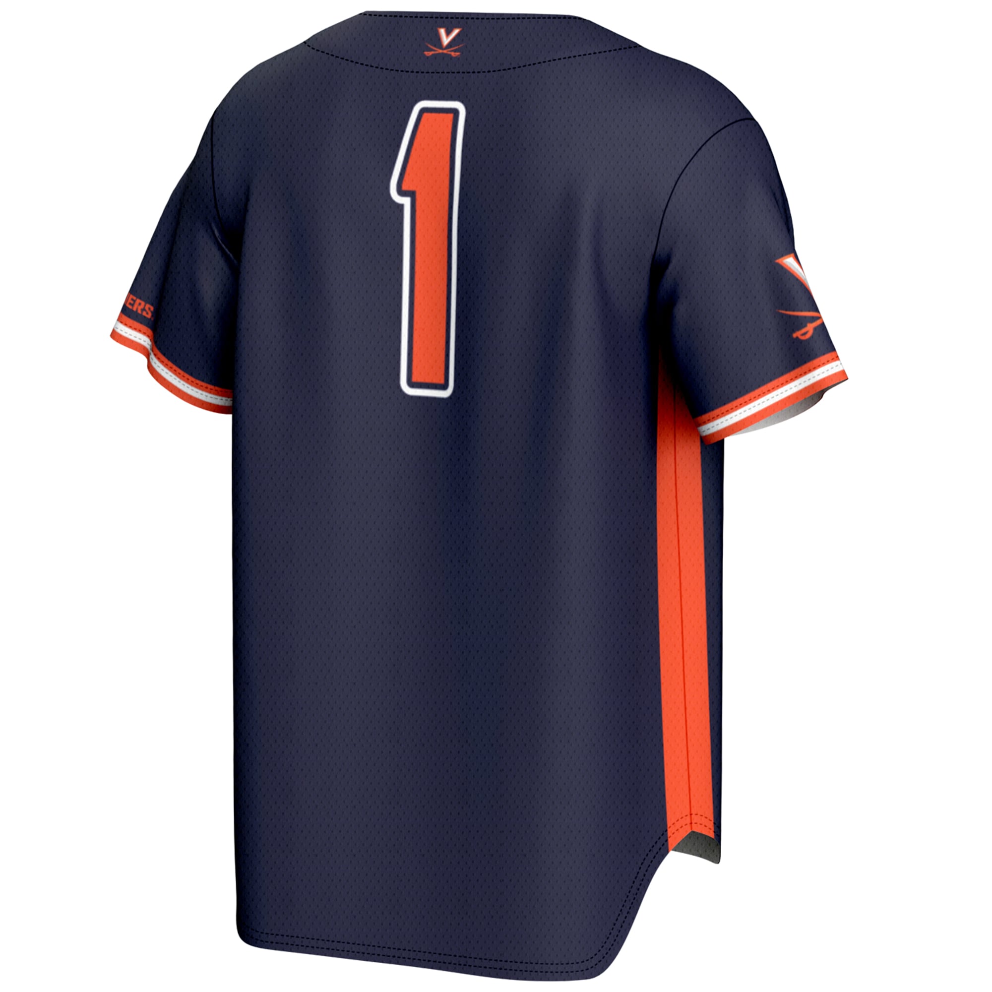 #1 Virginia Cavaliers Youth Lightweight Baseball Jersey Navy - back view