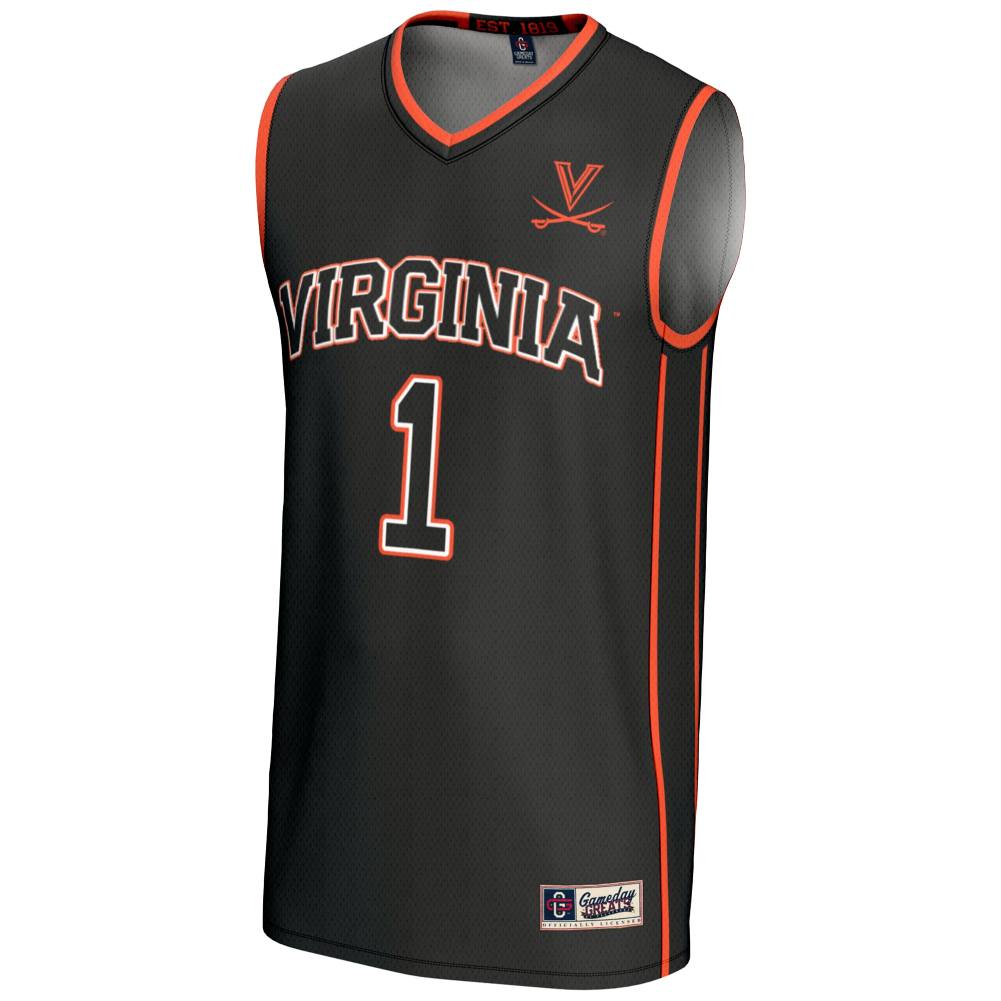 #1 Virginia Cavaliers Youth Lightweight Basketball Jersey Black - front view
