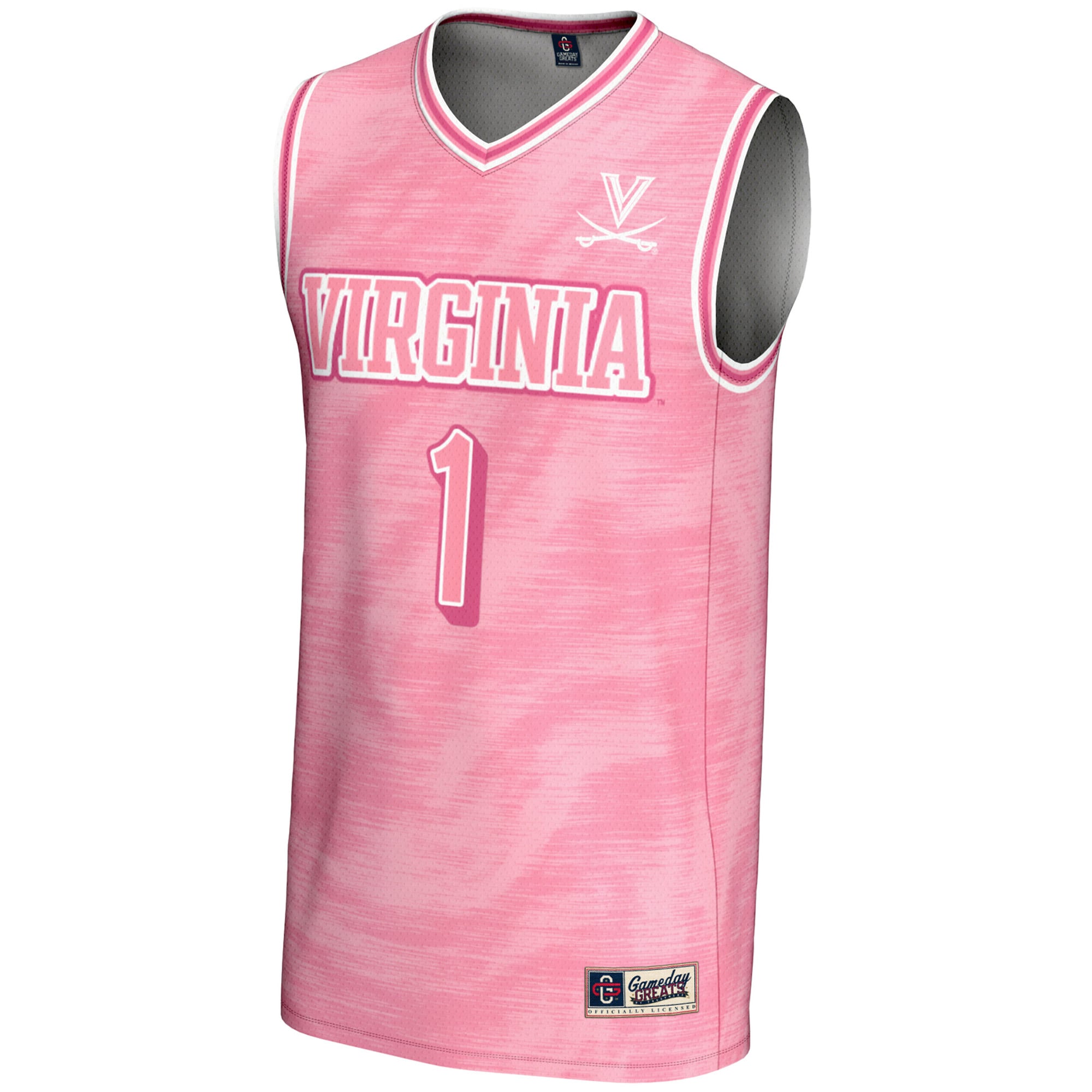 #1 Virginia Cavaliers Youth Lightweight Basketball Jersey Pink - front view