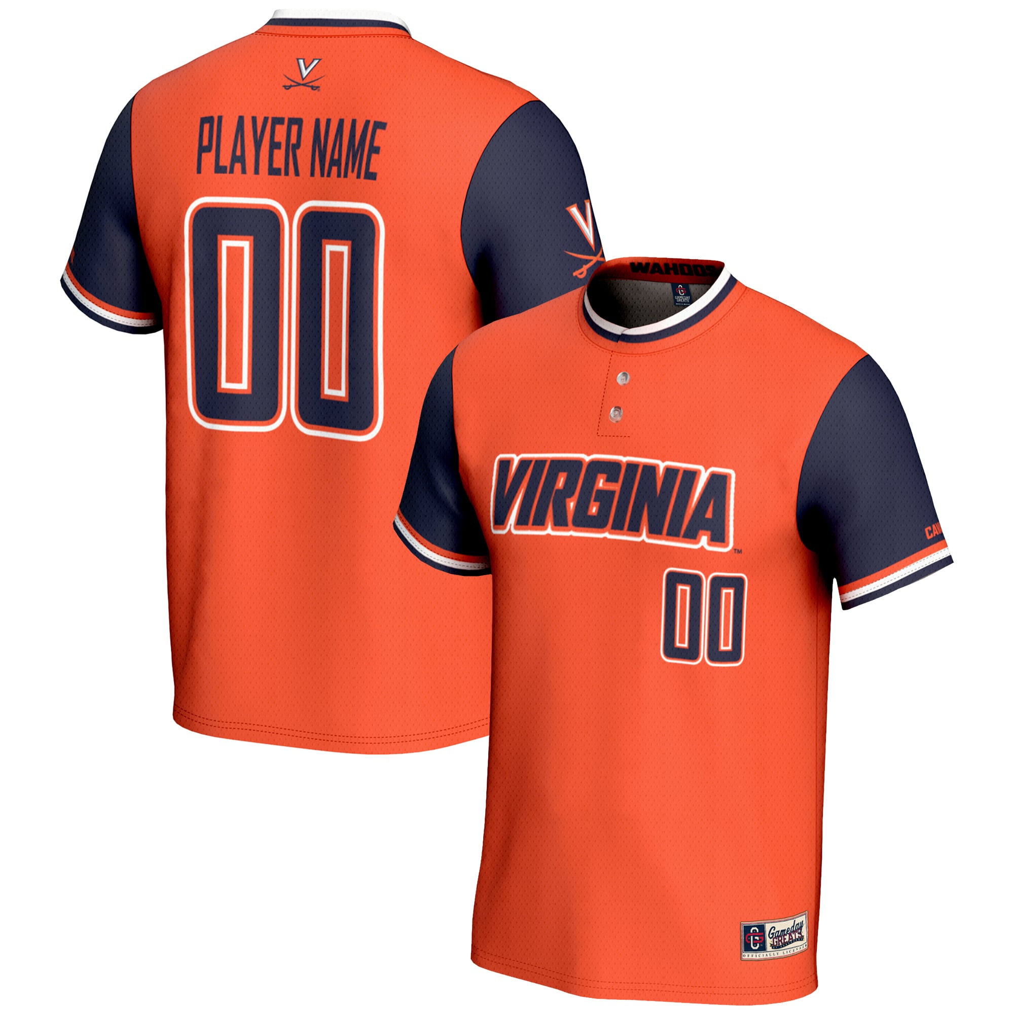 Virginia Cavaliers Youth Lightweight Softball Jersey Orange - front and back view