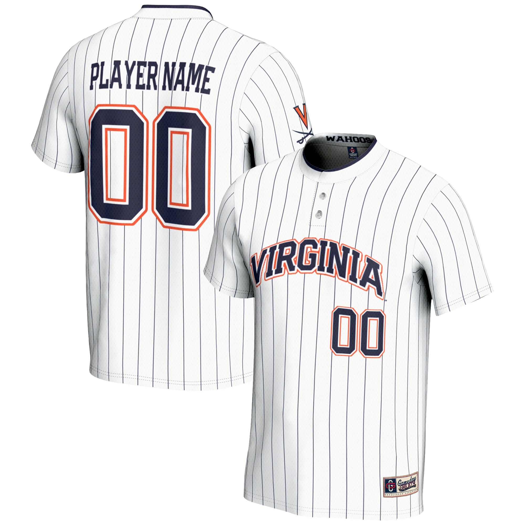 Virginia Cavaliers Youth Lightweight Softball Jersey White - front and back view