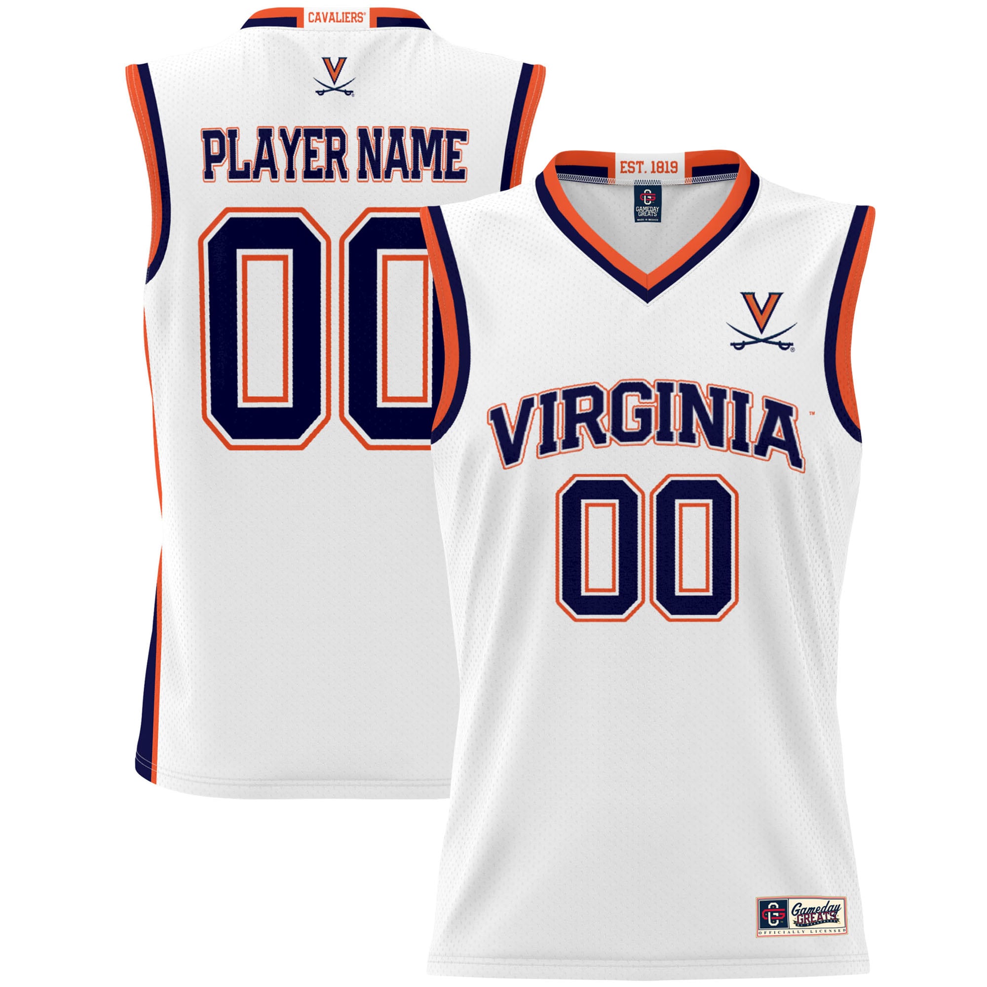 Virginia Cavaliers Youth Lightweight Women's Basketball Jersey White - front and back view