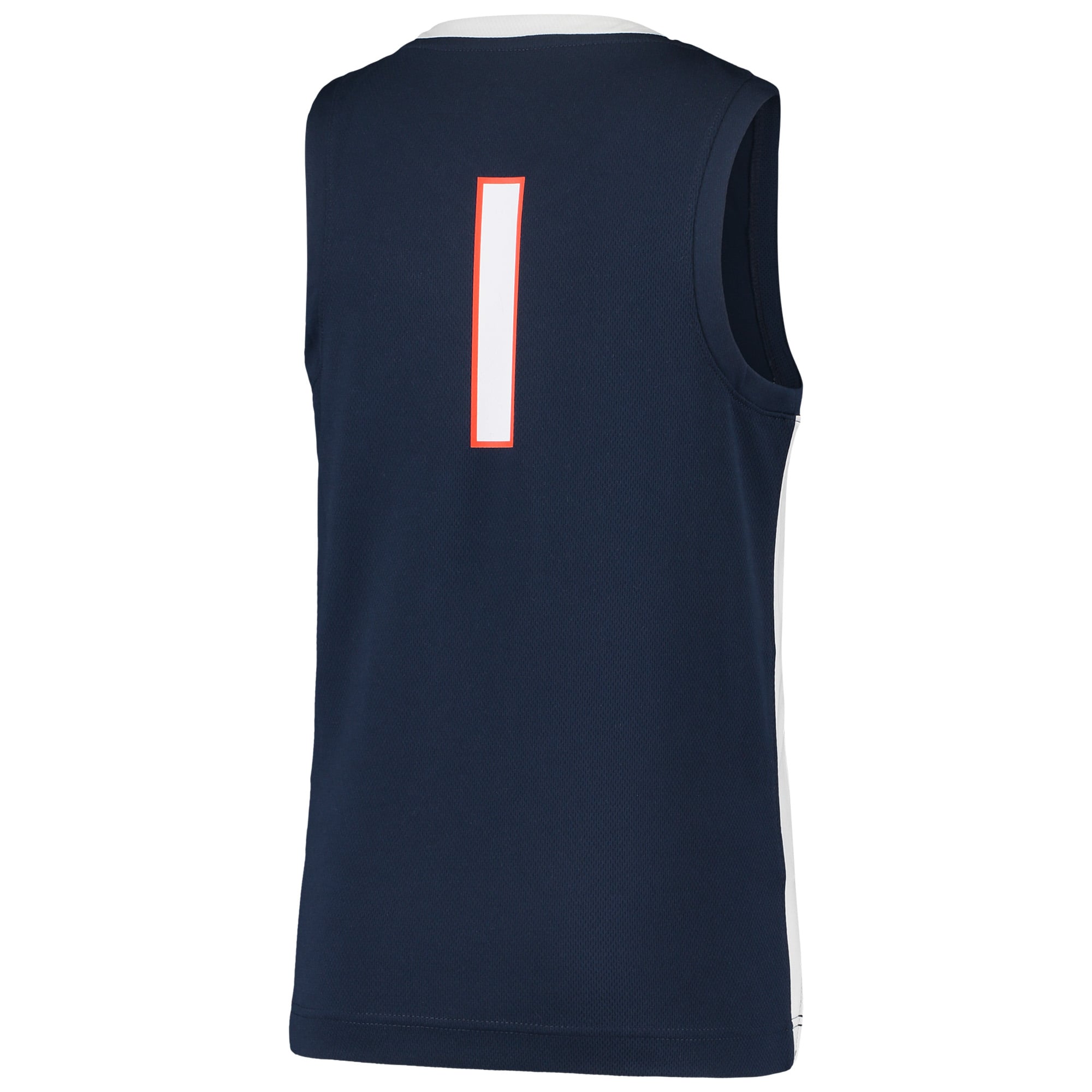 #1 Virginia Cavaliers Youth Team Basketball Jersey Navy - back view