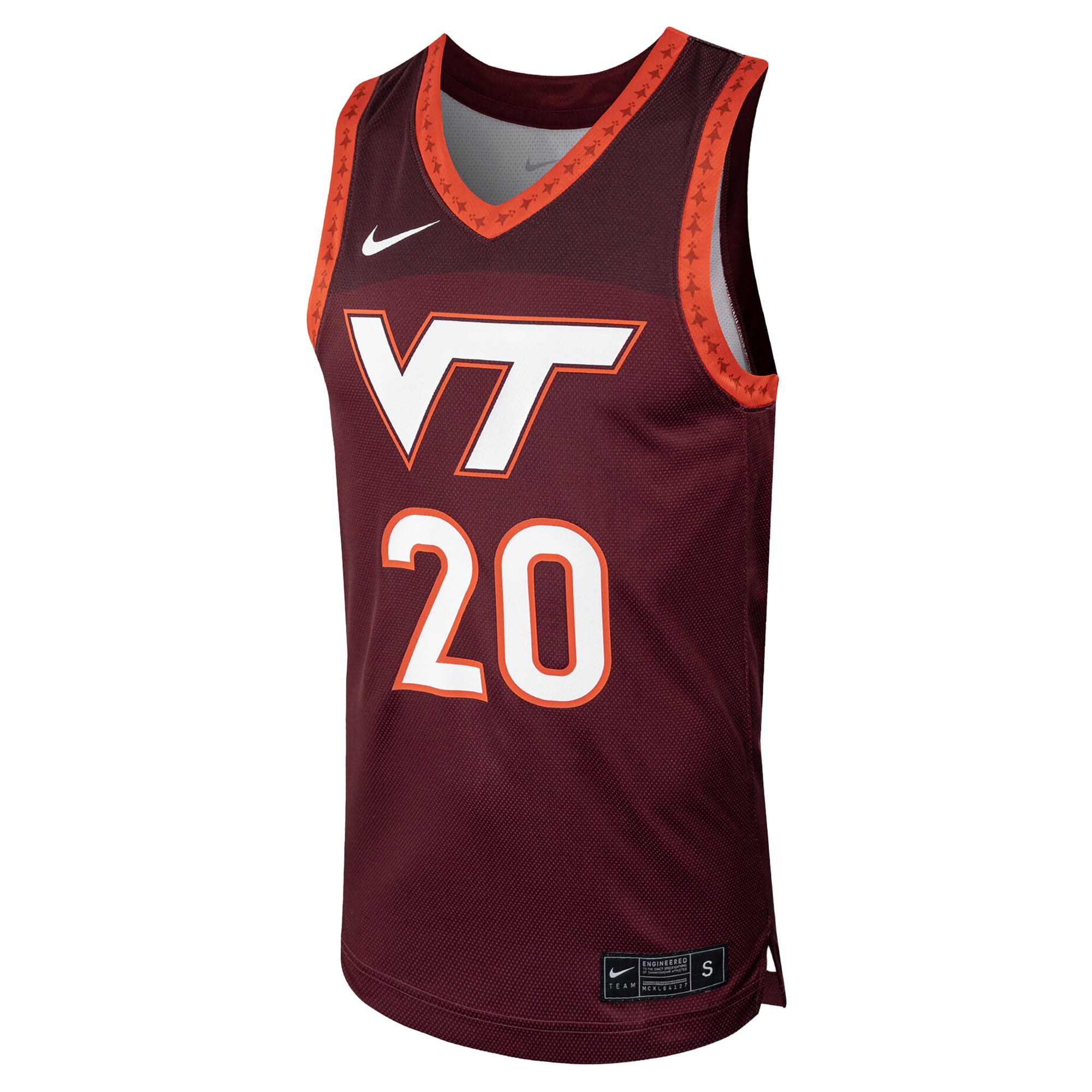 #20 Virginia Tech Hokies Basketball Jersey Maroon - front view