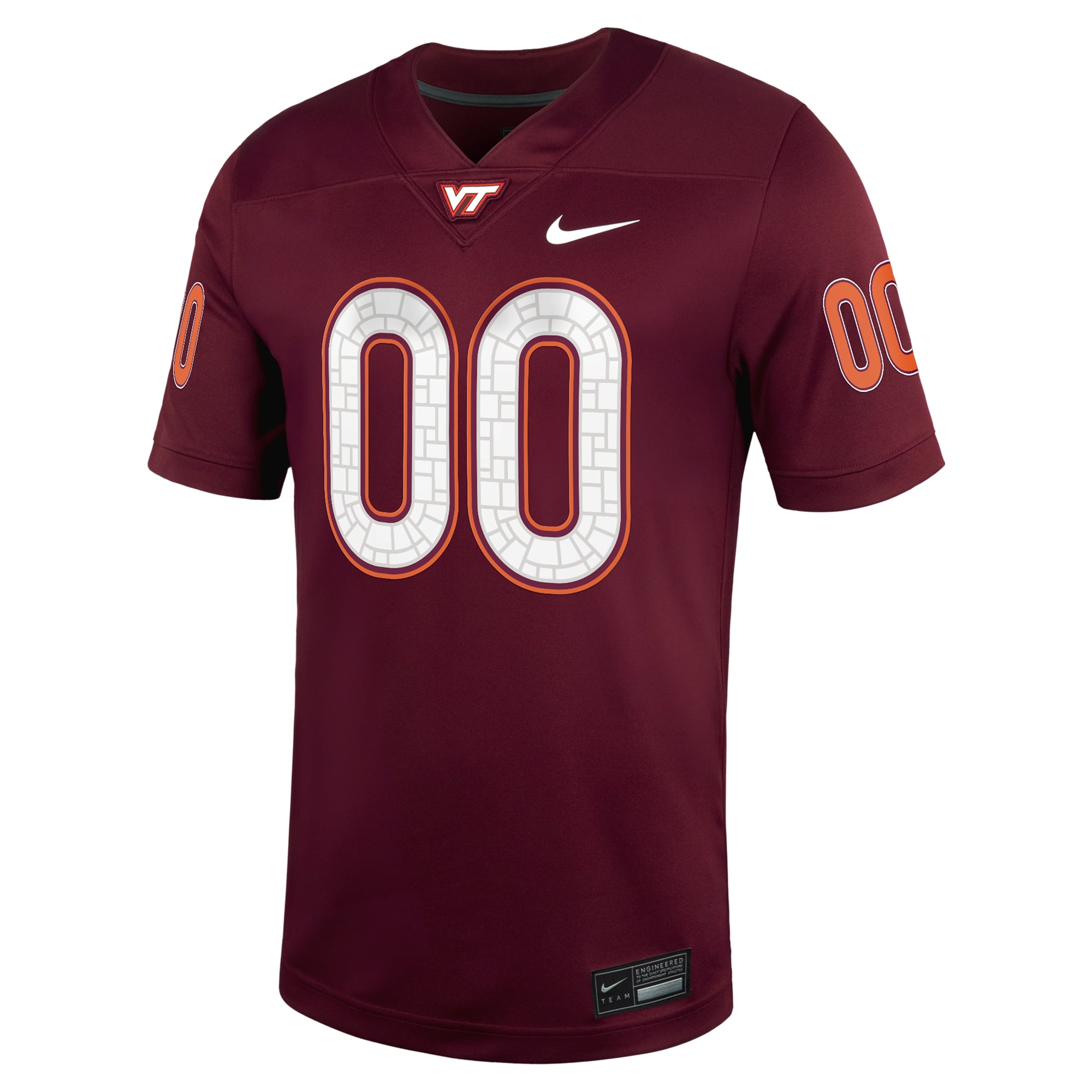 Virginia Tech Hokies Custom Football Jersey Maroon - front view