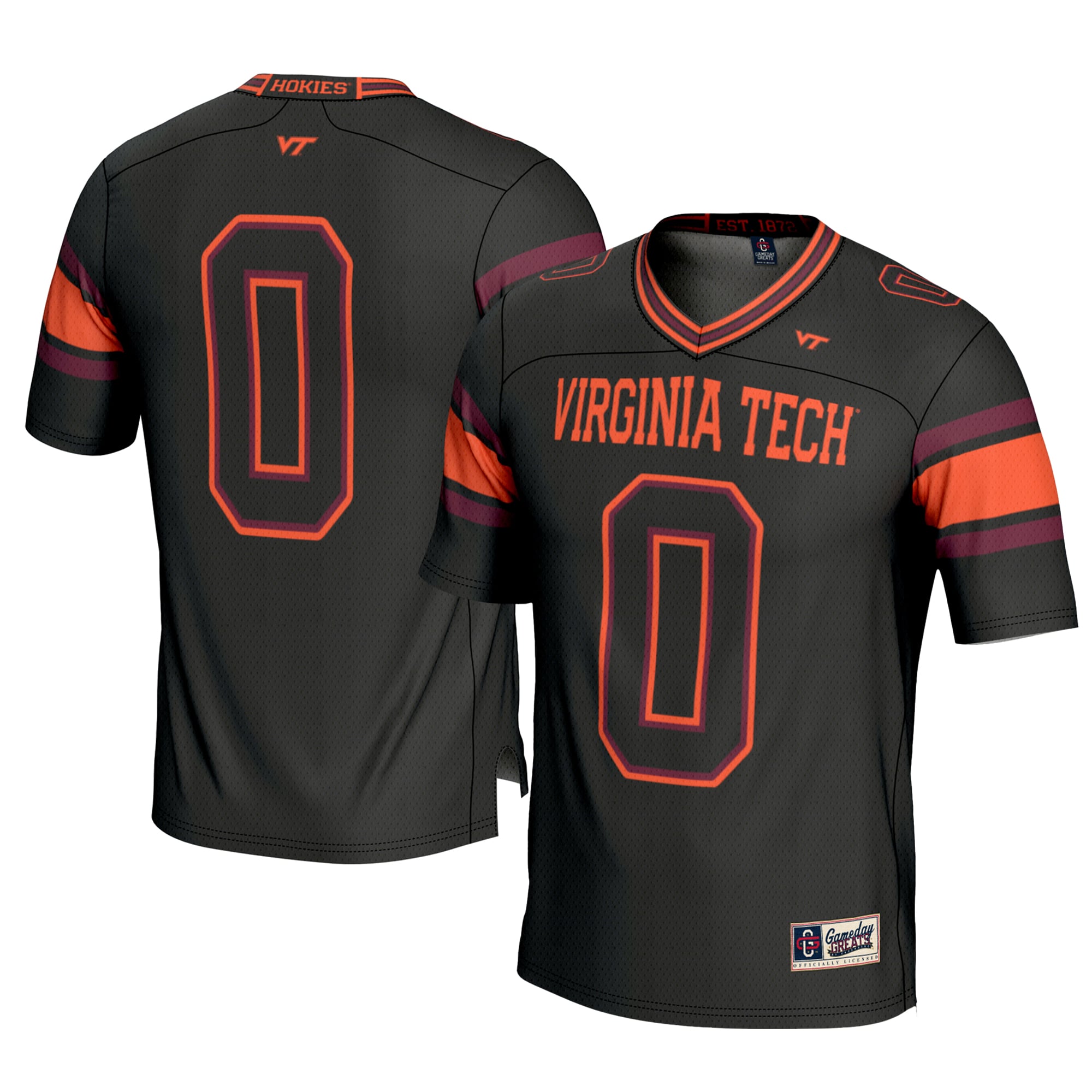 #0 Virginia Tech Hokies Football Jersey Black - front and back view