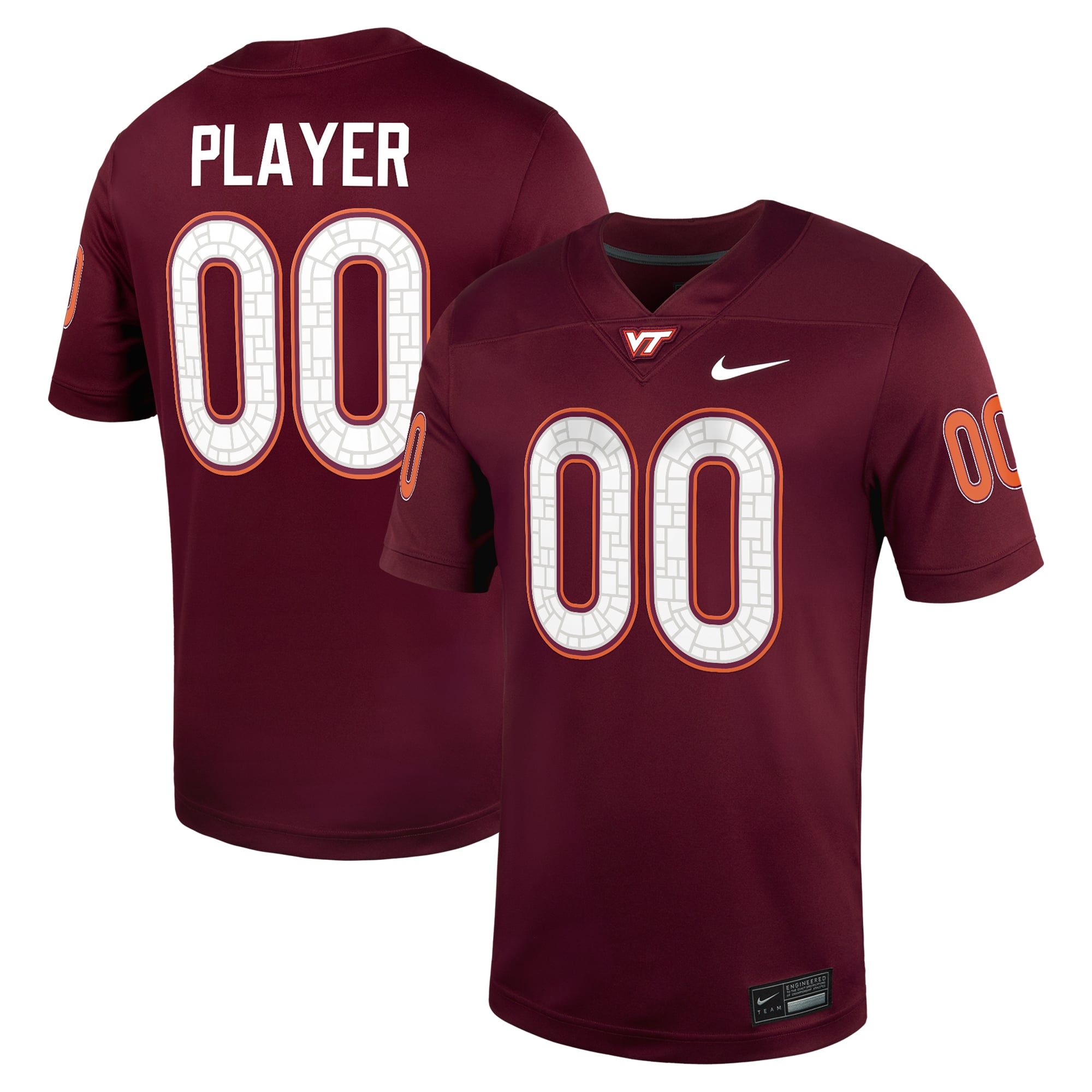 Virginia Tech Hokies Football Jersey Maroon - front and back view