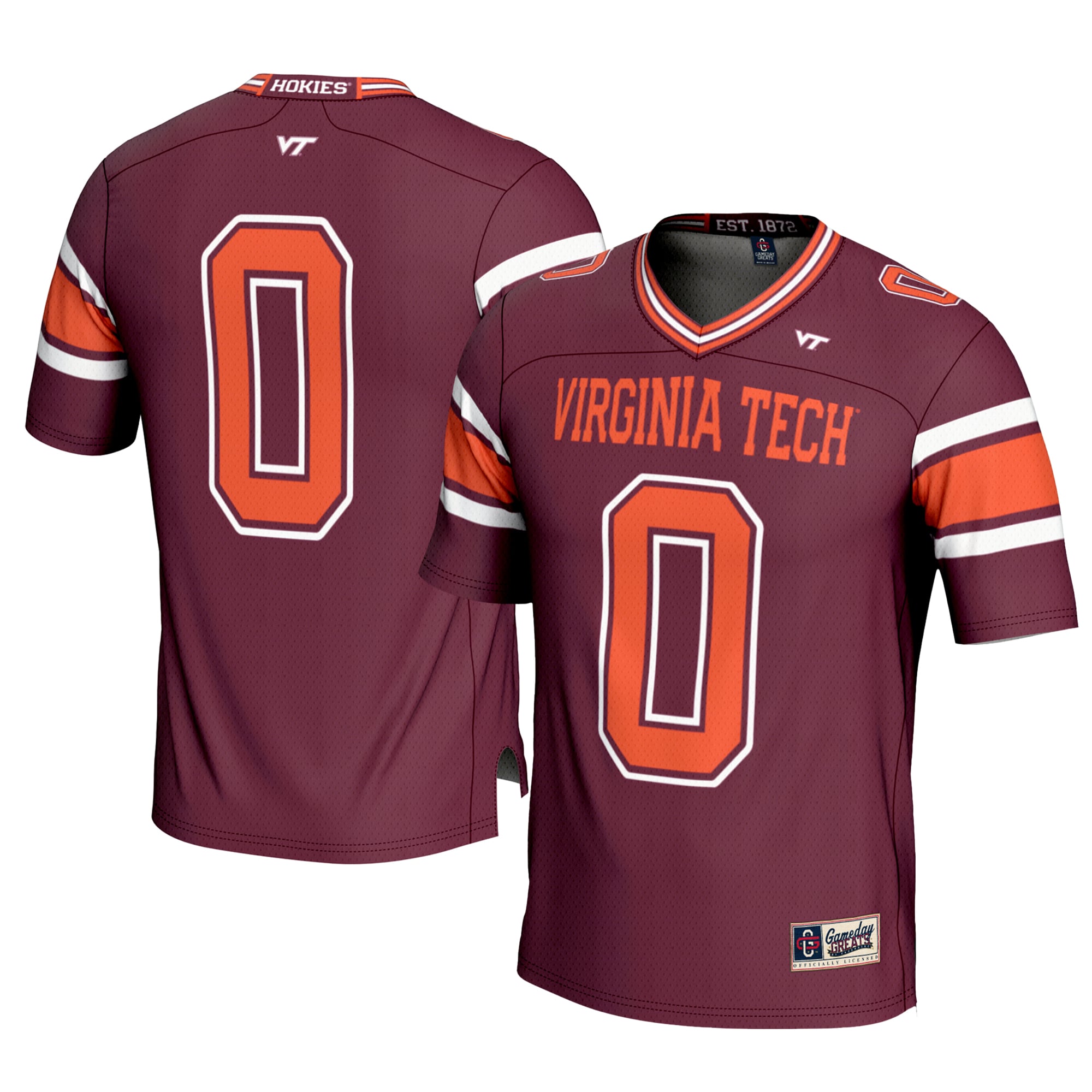 #0 Virginia Tech Hokies Football Jersey Maroon - front and back view