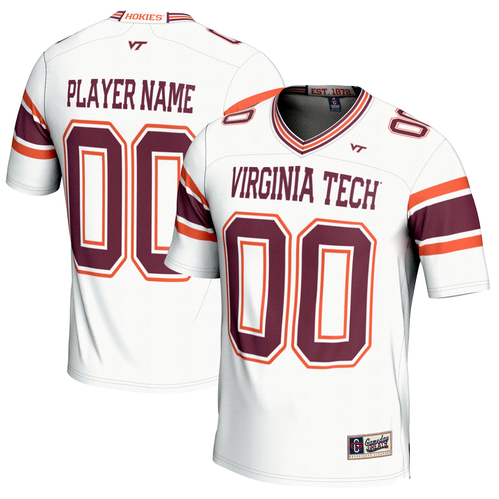 Virginia Tech Hokies Football Jersey White - front and back view