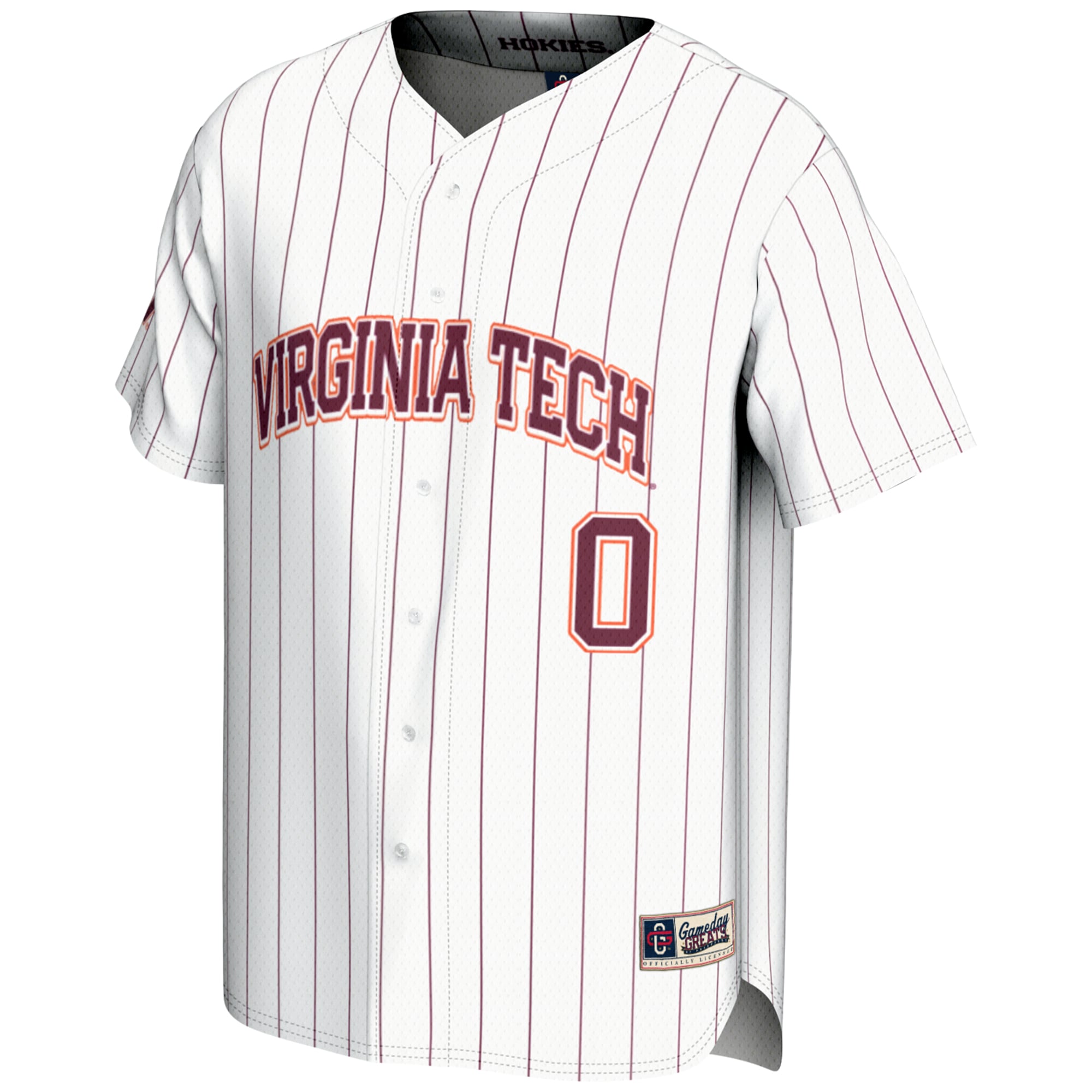 #0 Virginia Tech Hokies Lightweight Baseball Fashion Jersey White - front view