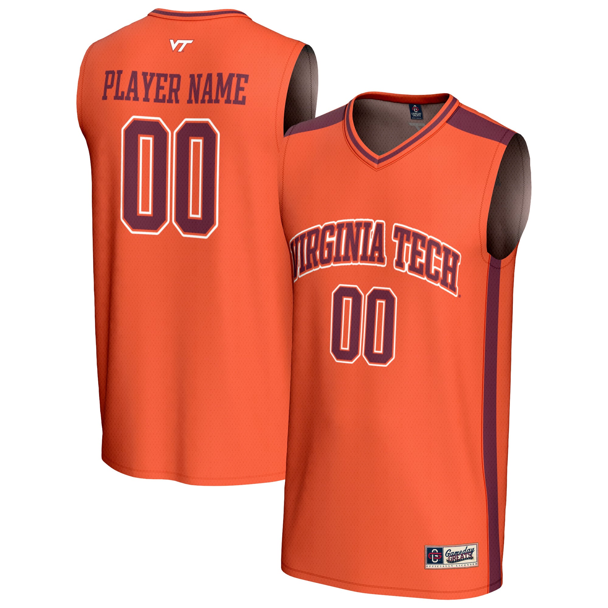 Virginia Tech Hokies Lightweight Basketball Fashion Jersey Orange - front and back view
