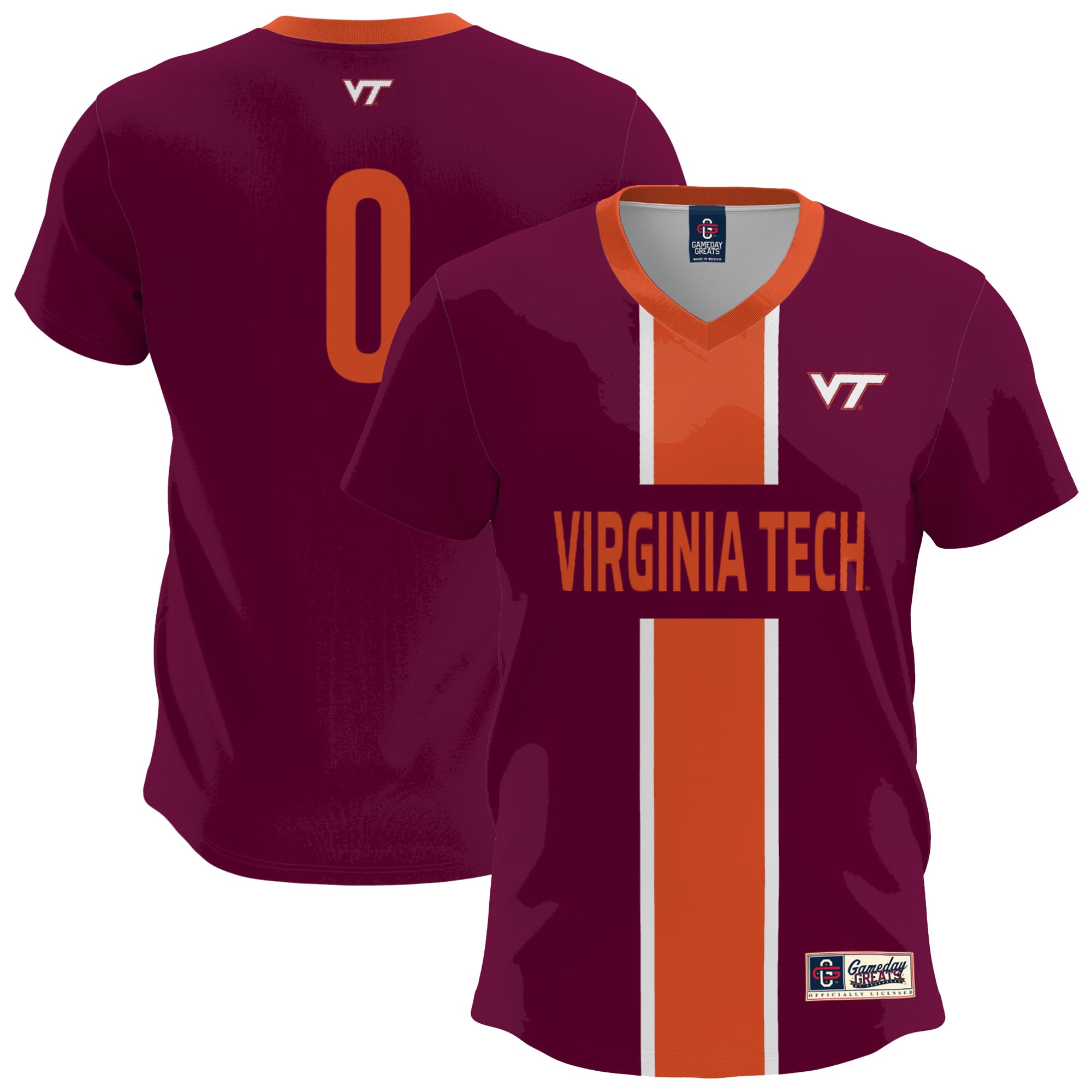 Virginia Tech Hokies Lightweight Soccer Fashion Jersey Maroon - front and back view