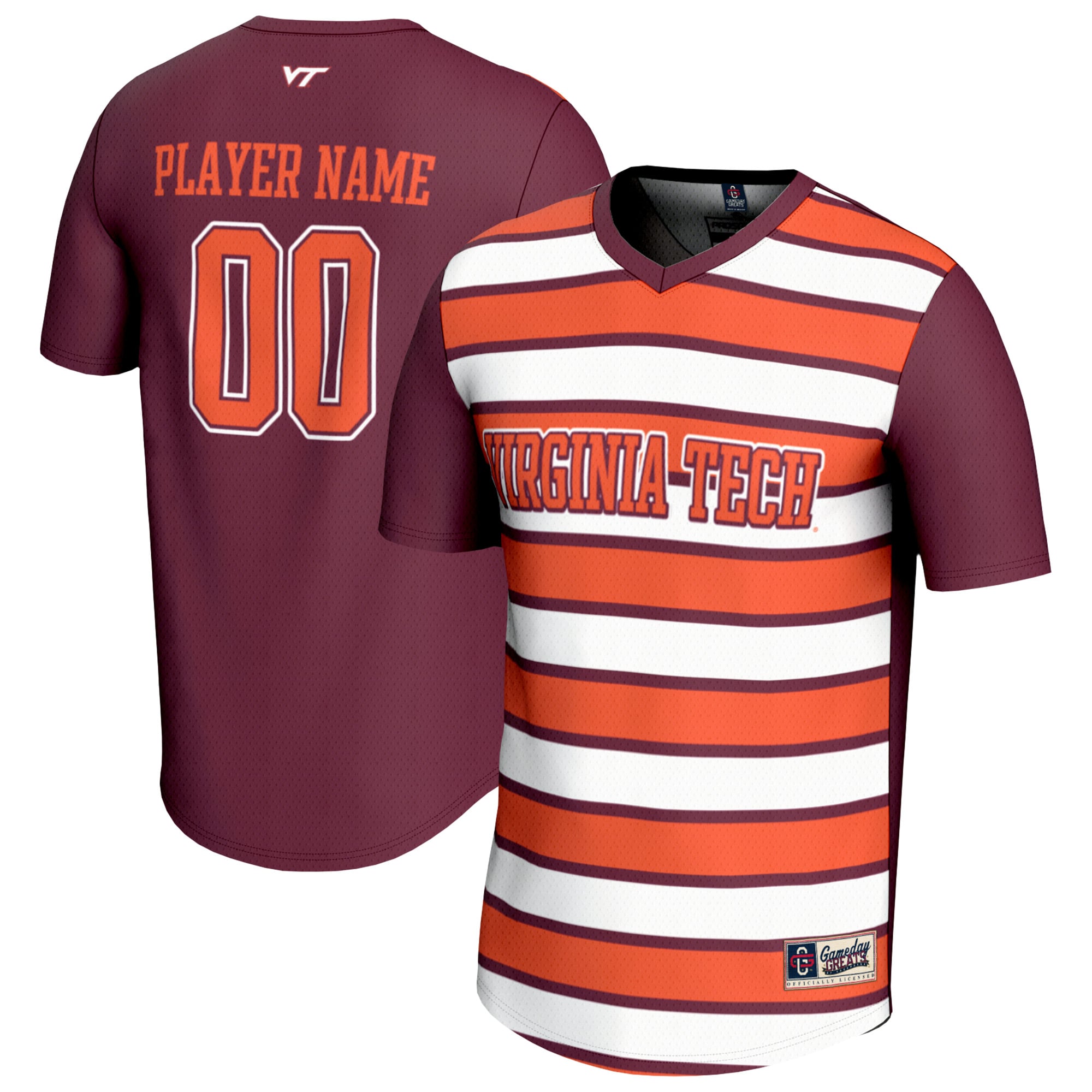 Virginia Tech Hokies Unisex Collegiate Women's Soccer Lightweight Fashion - front and back view