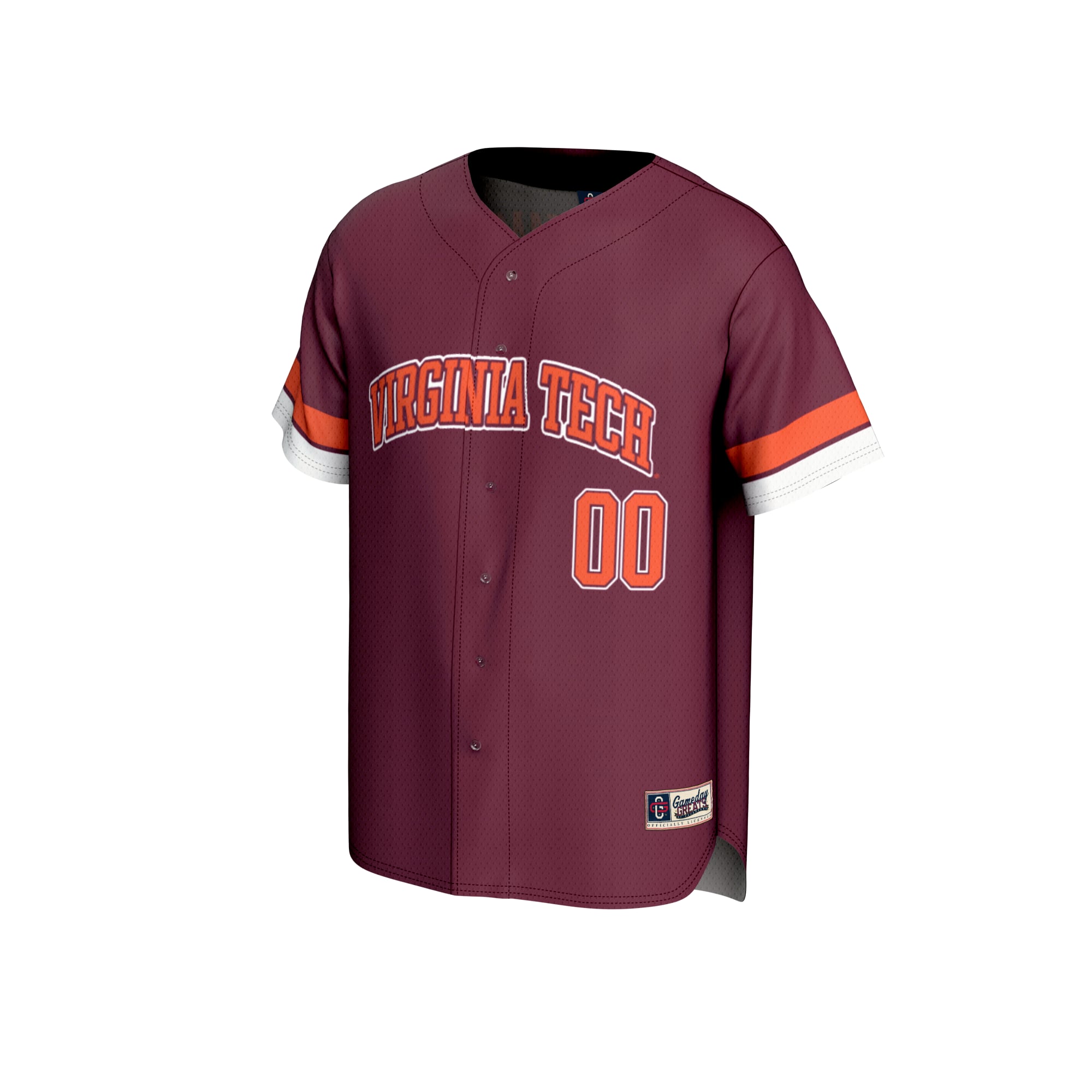 Virginia Tech Hokies Unisex Lightweight Baseball Jersey Maroon - front view