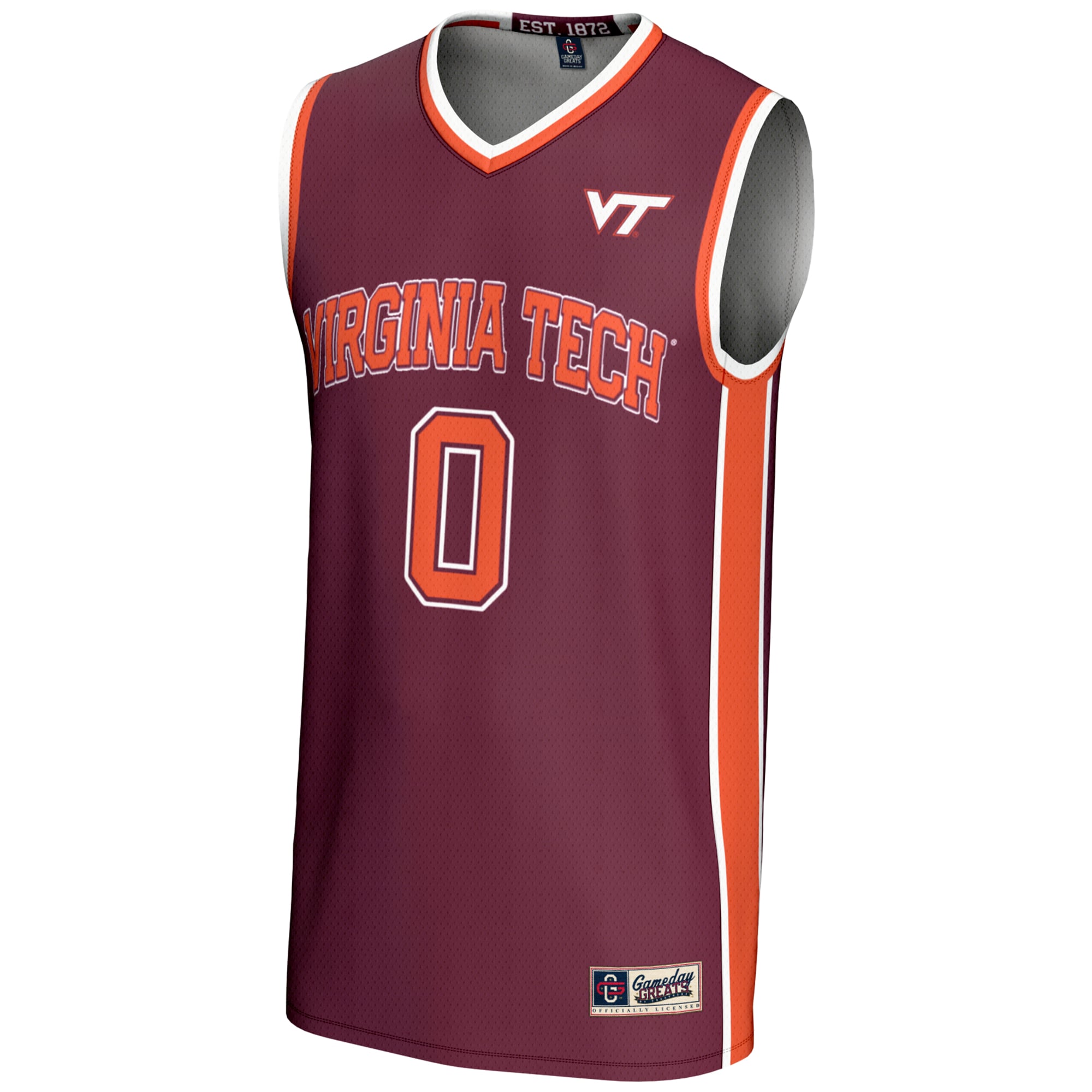 #0 Virginia Tech Hokies Unisex Lightweight Basketball Jersey Maroon - front view