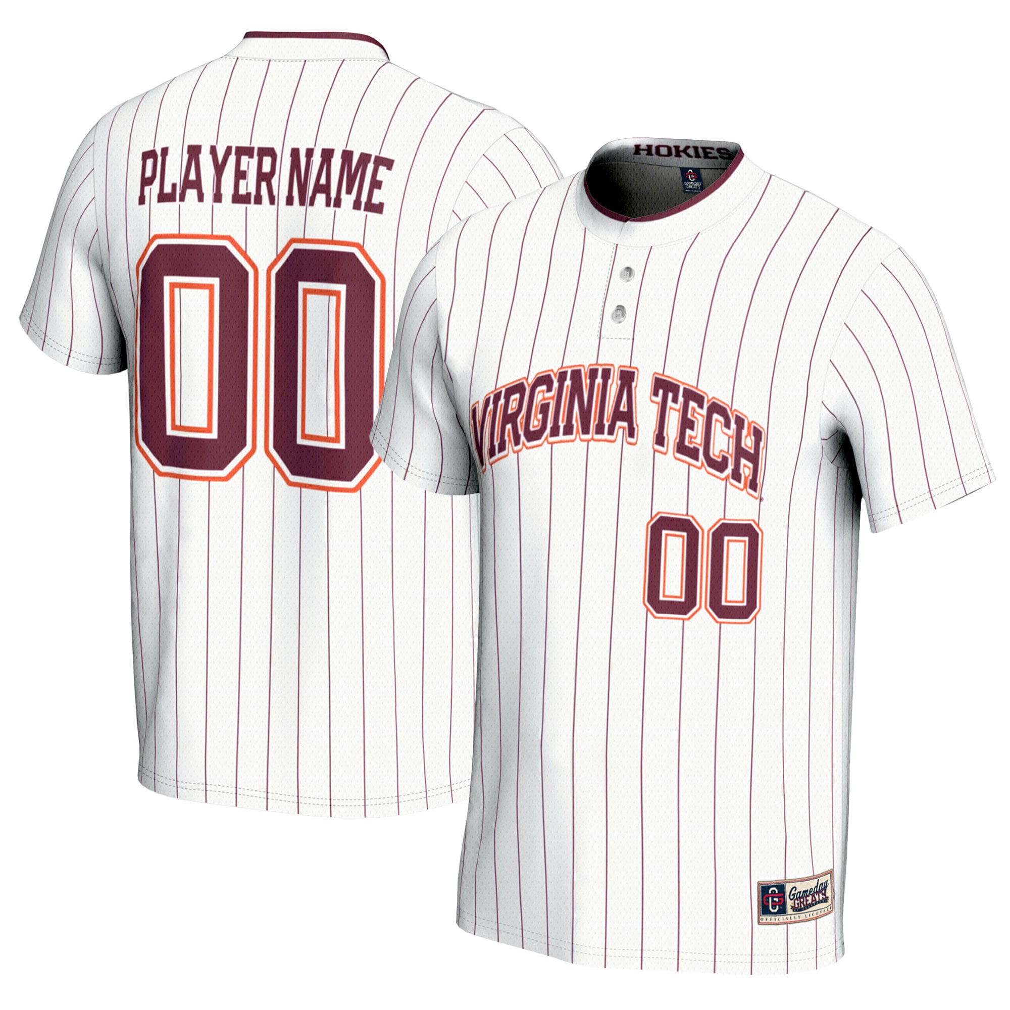 Virginia Tech Hokies Unisex Lightweight Softball Jersey White - front and back view