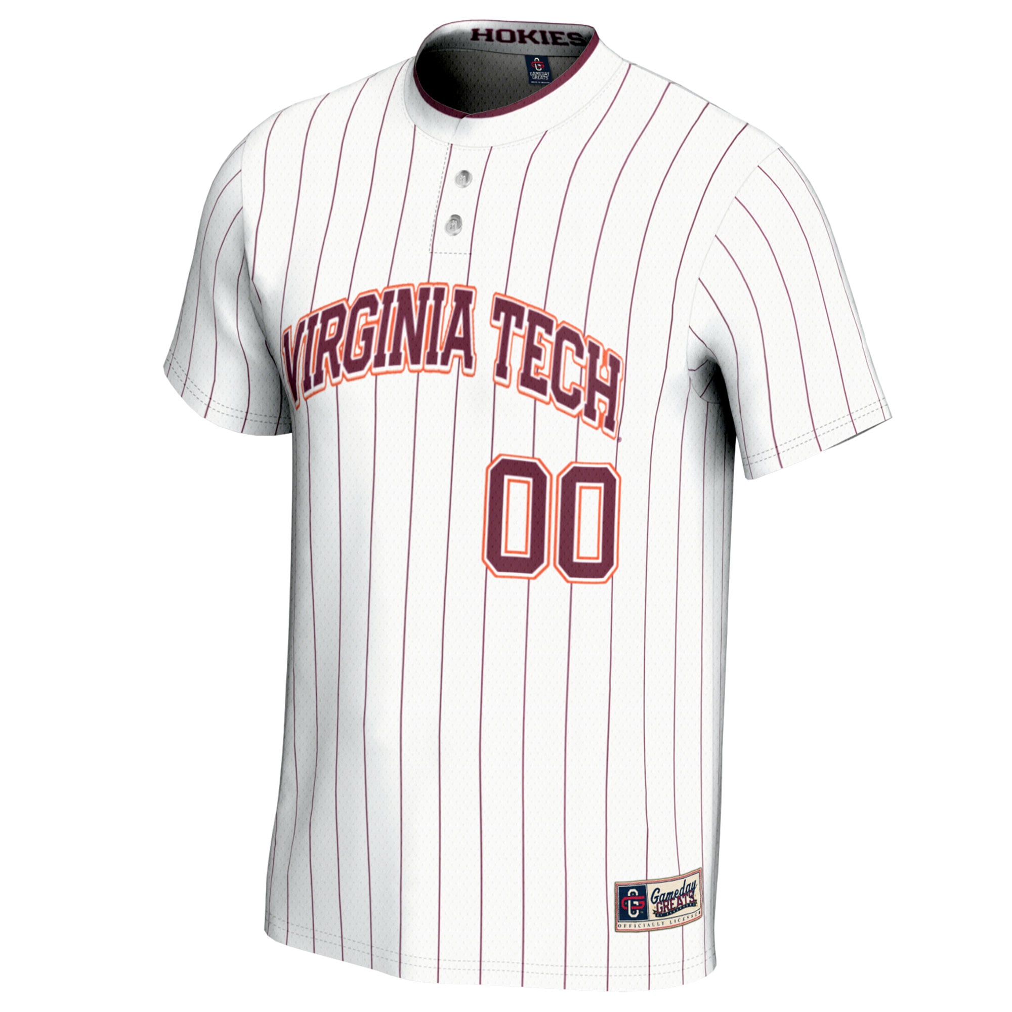 Virginia Tech Hokies Unisex Lightweight Softball Jersey White - front view