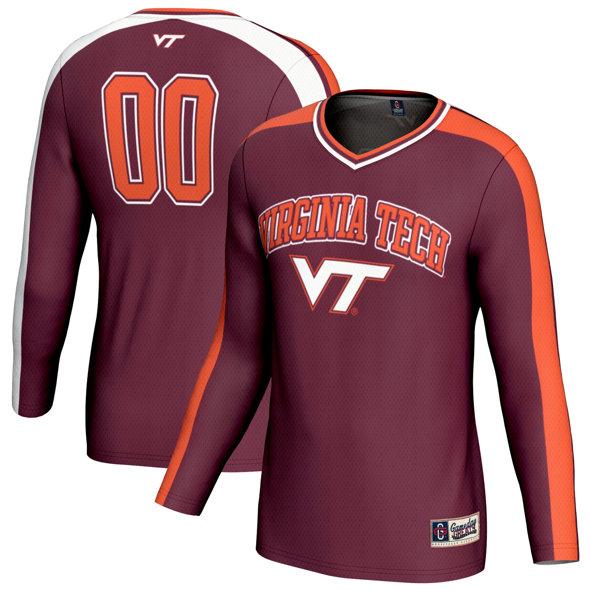 #00 Virginia Tech Hokies Unisex Lightweight Volleyball Fashion Jersey Maroon - front and back view