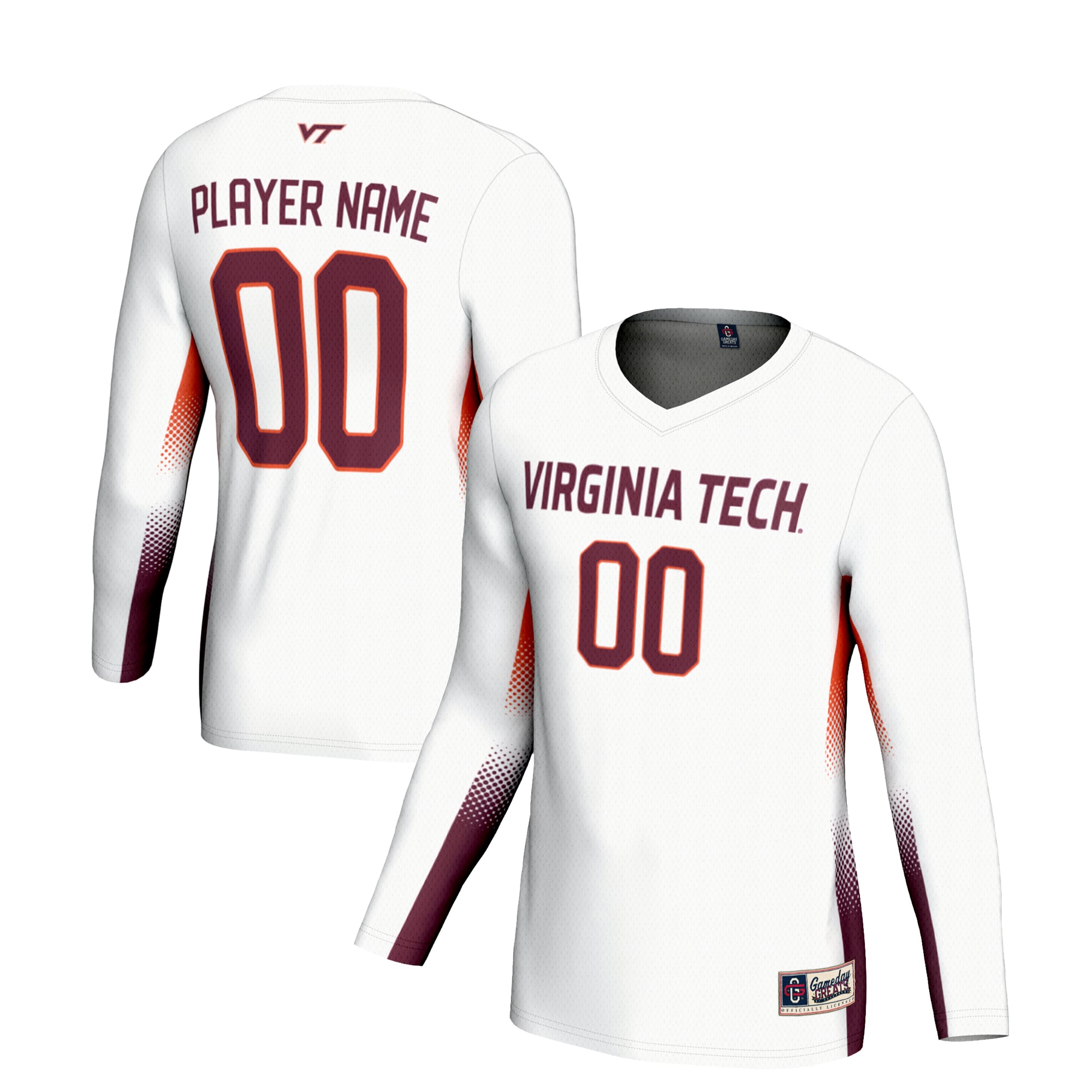 Virginia Tech Hokies Unisex Lightweight Volleyball Jersey White - front and back view