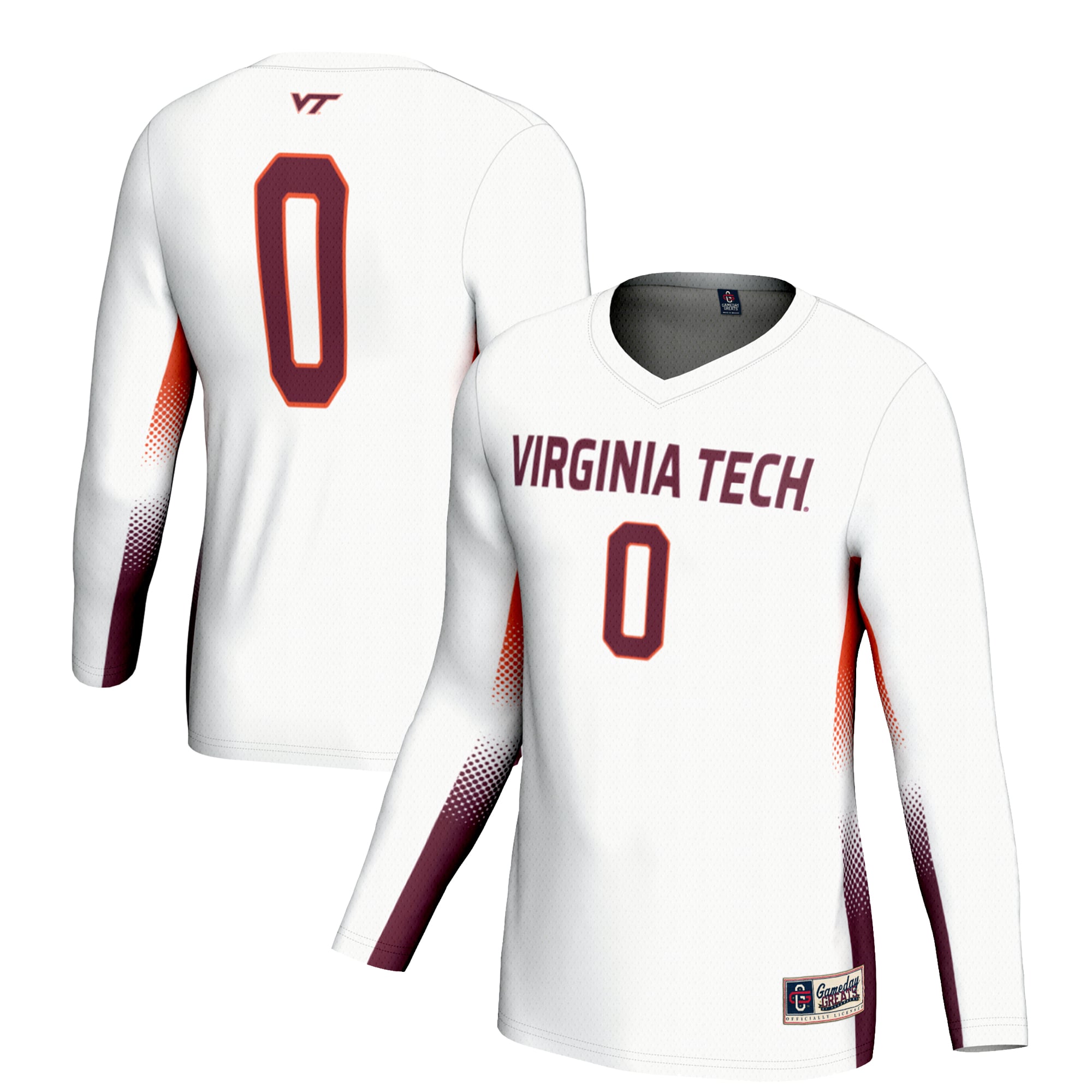 #0 Virginia Tech Hokies Unisex Lightweight Volleyball Jersey White - front and back view