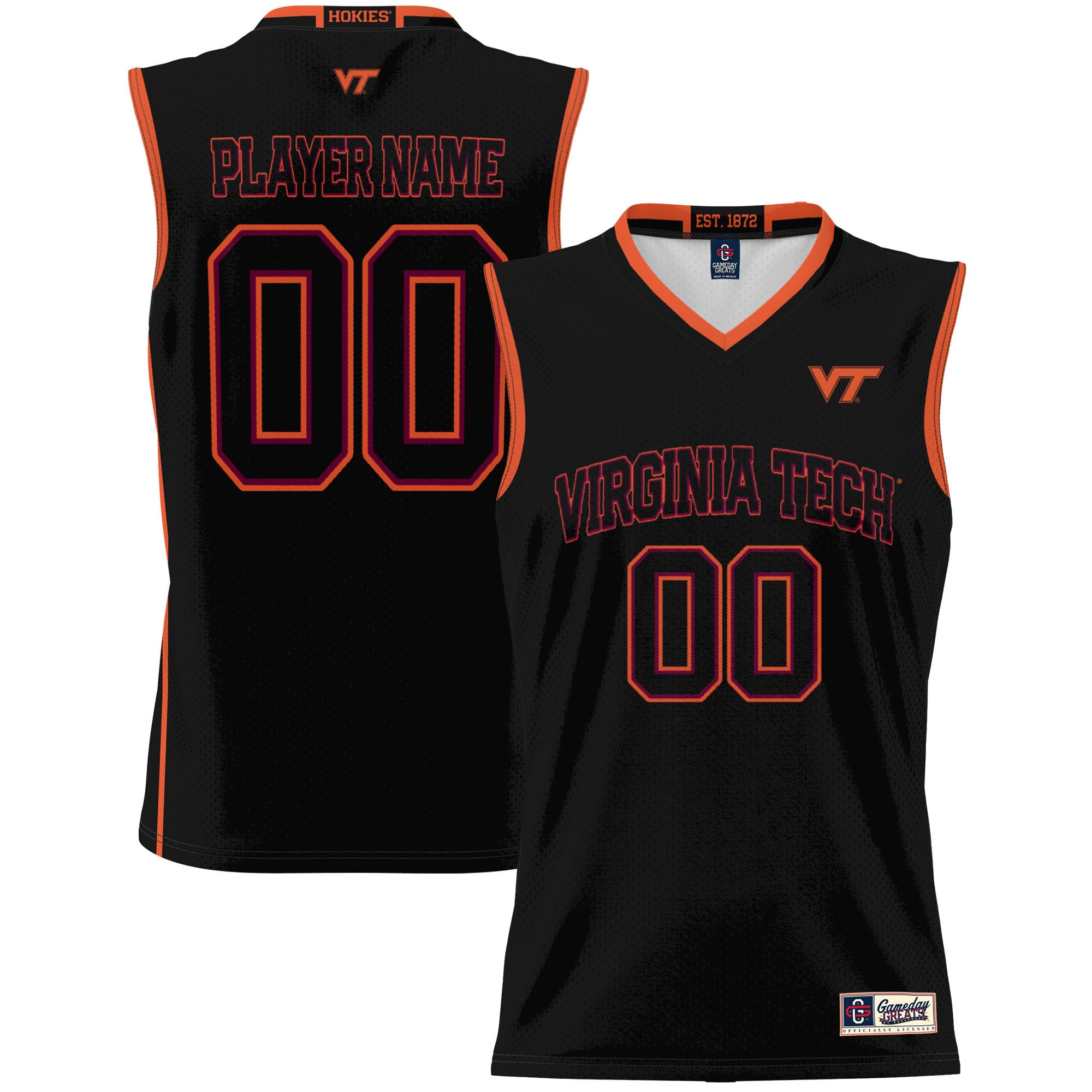 Virginia Tech Hokies Youth Lightweight Women's Basketball Jersey Black - front and back view