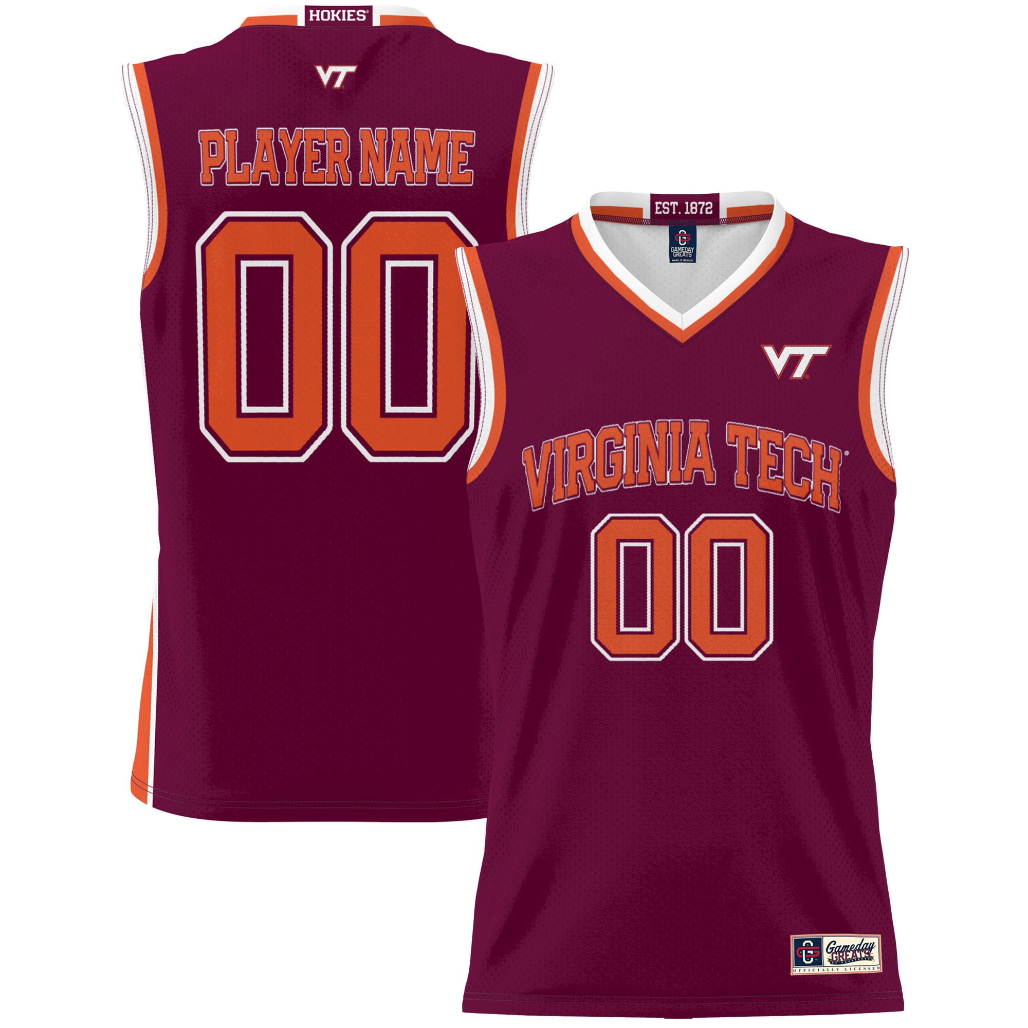 Virginia Tech Hokies Youth Lightweight Women's Basketball Jersey Maroon - front and back view