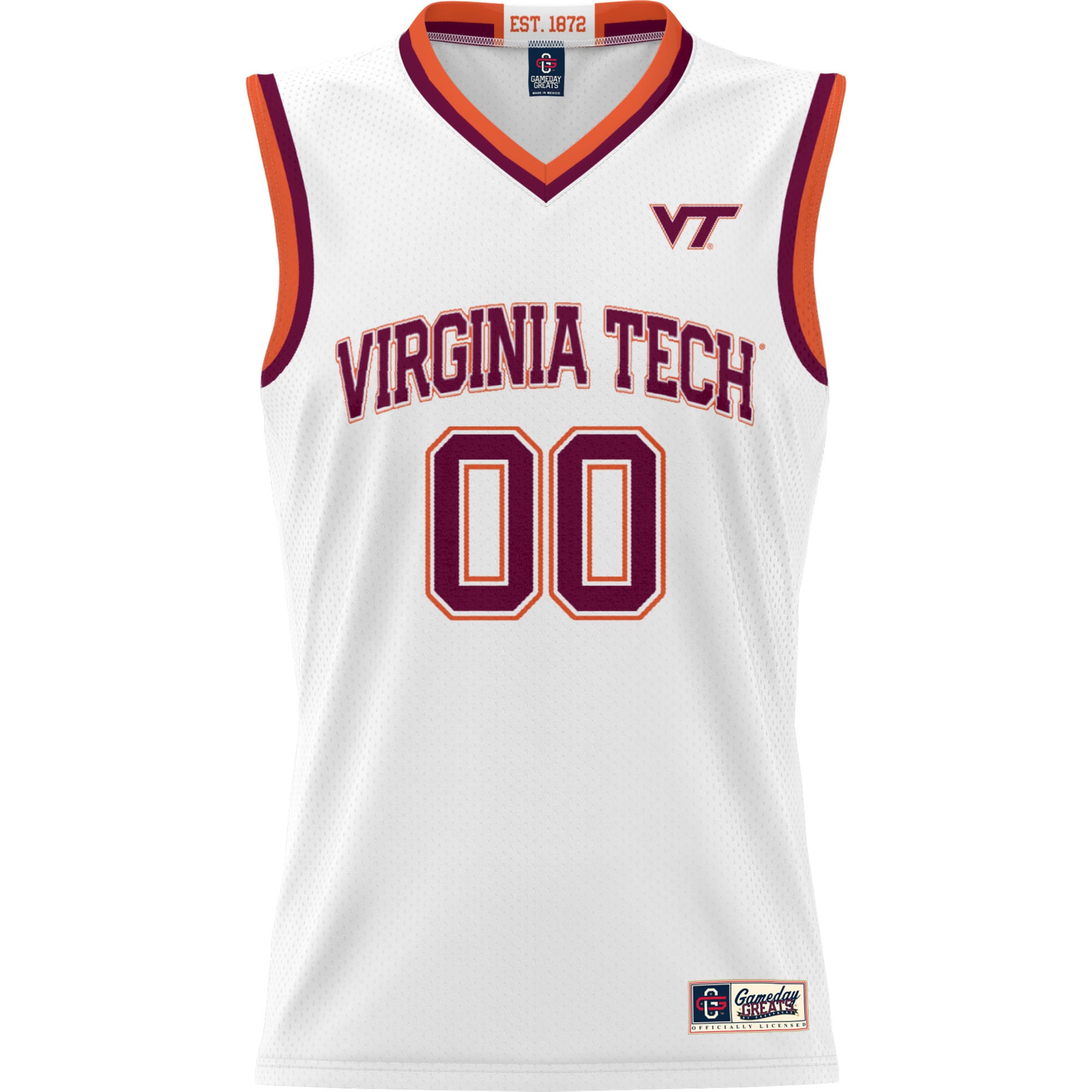 Virginia Tech Hokies Unisex Lightweight Women's Basketball Jersey White - front view