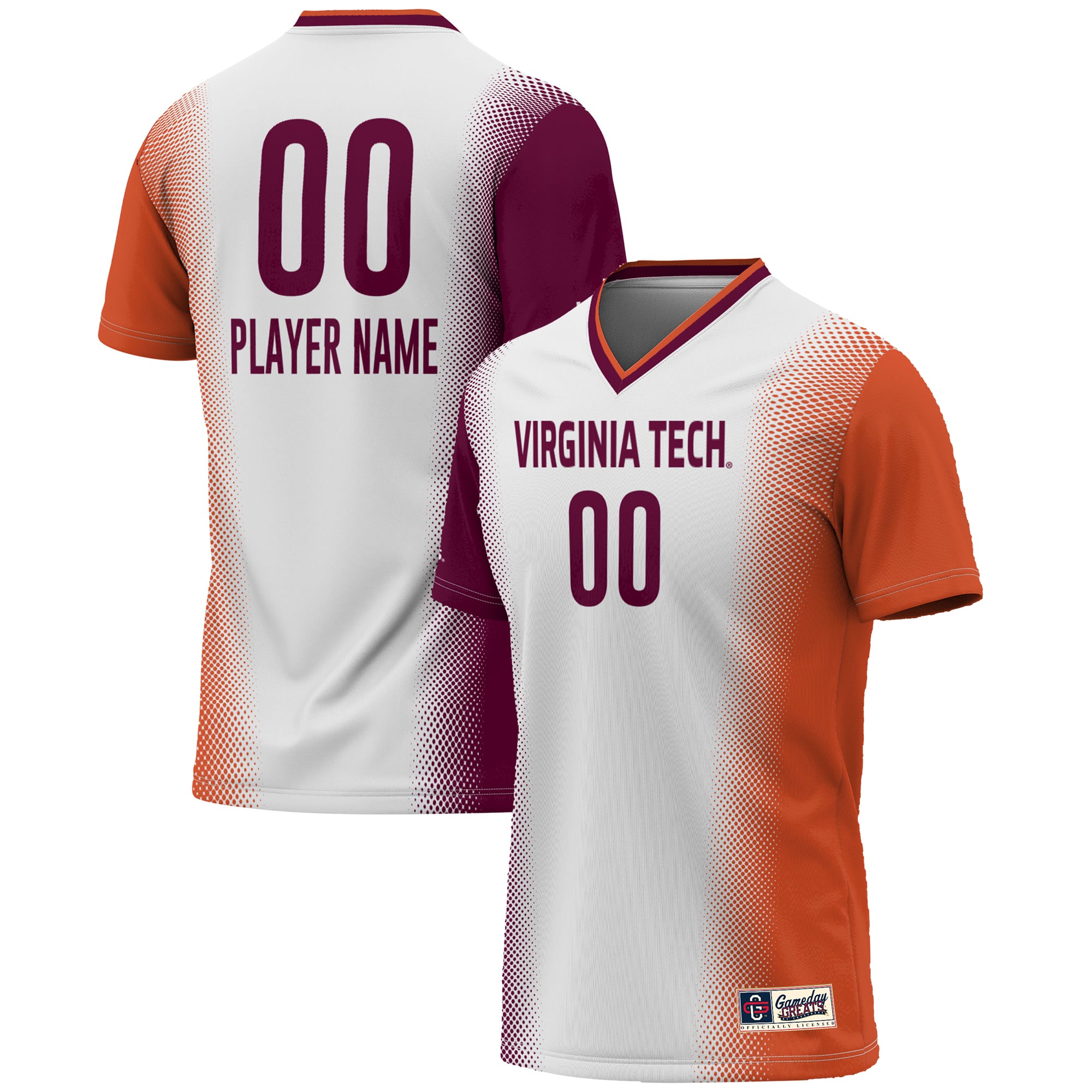 Virginia Tech Hokies Youth Lightweight Women's Soccer Jersey White - front and back view