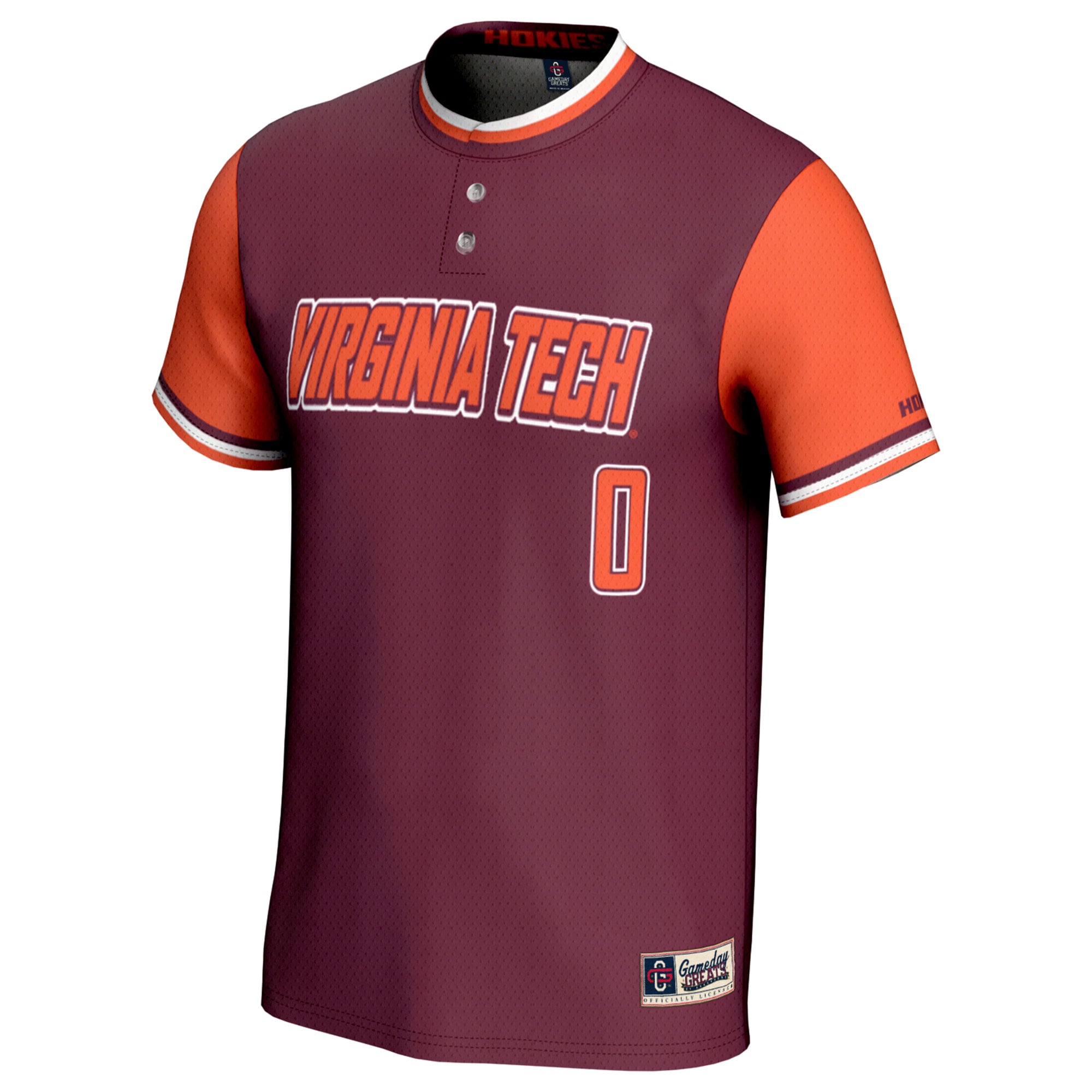 #0 Virginia Tech Hokies Unisex Softball Fashion Jersey Maroon - front view