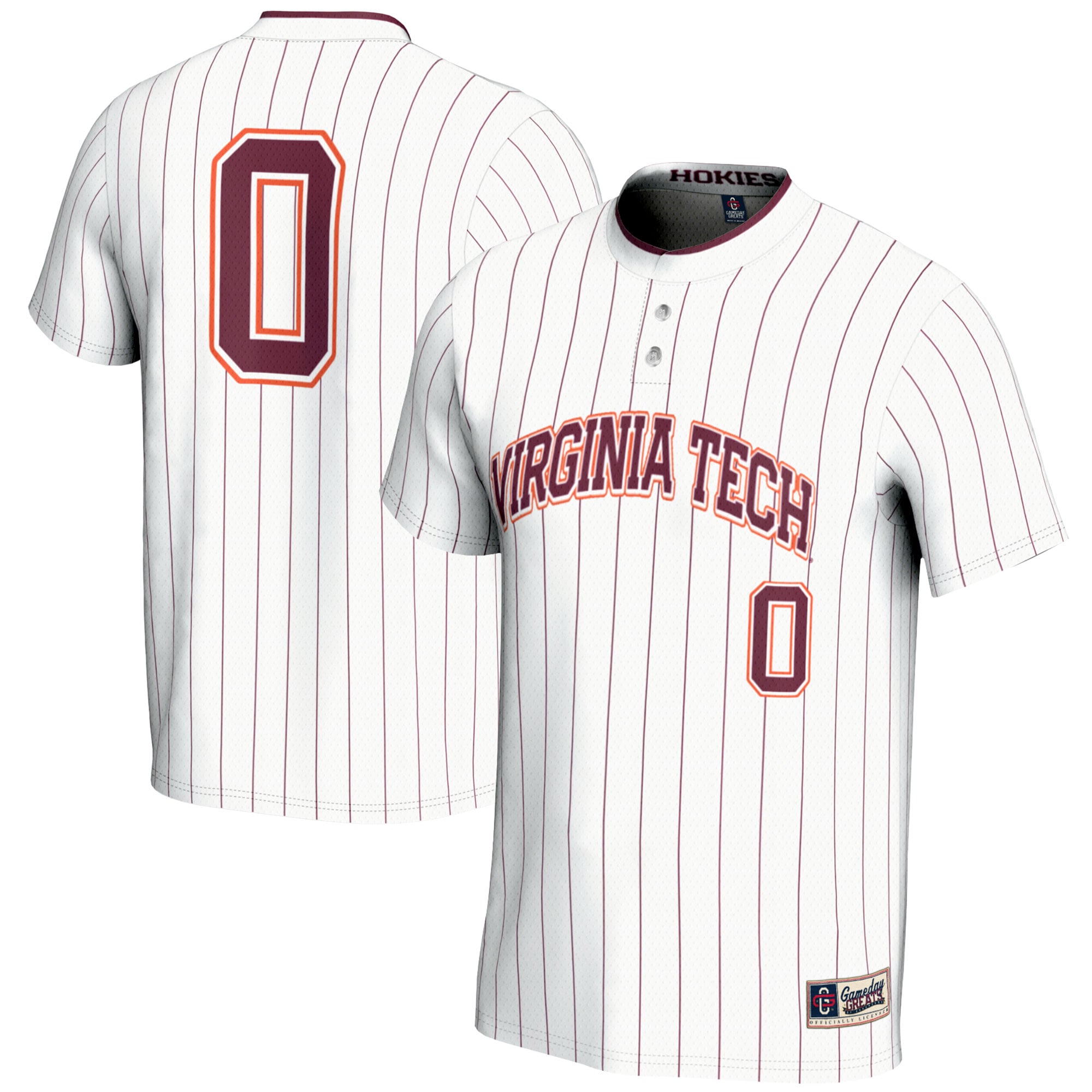 #0 Virginia Tech Hokies Unisex Softball Fashion Jersey White - front and back view