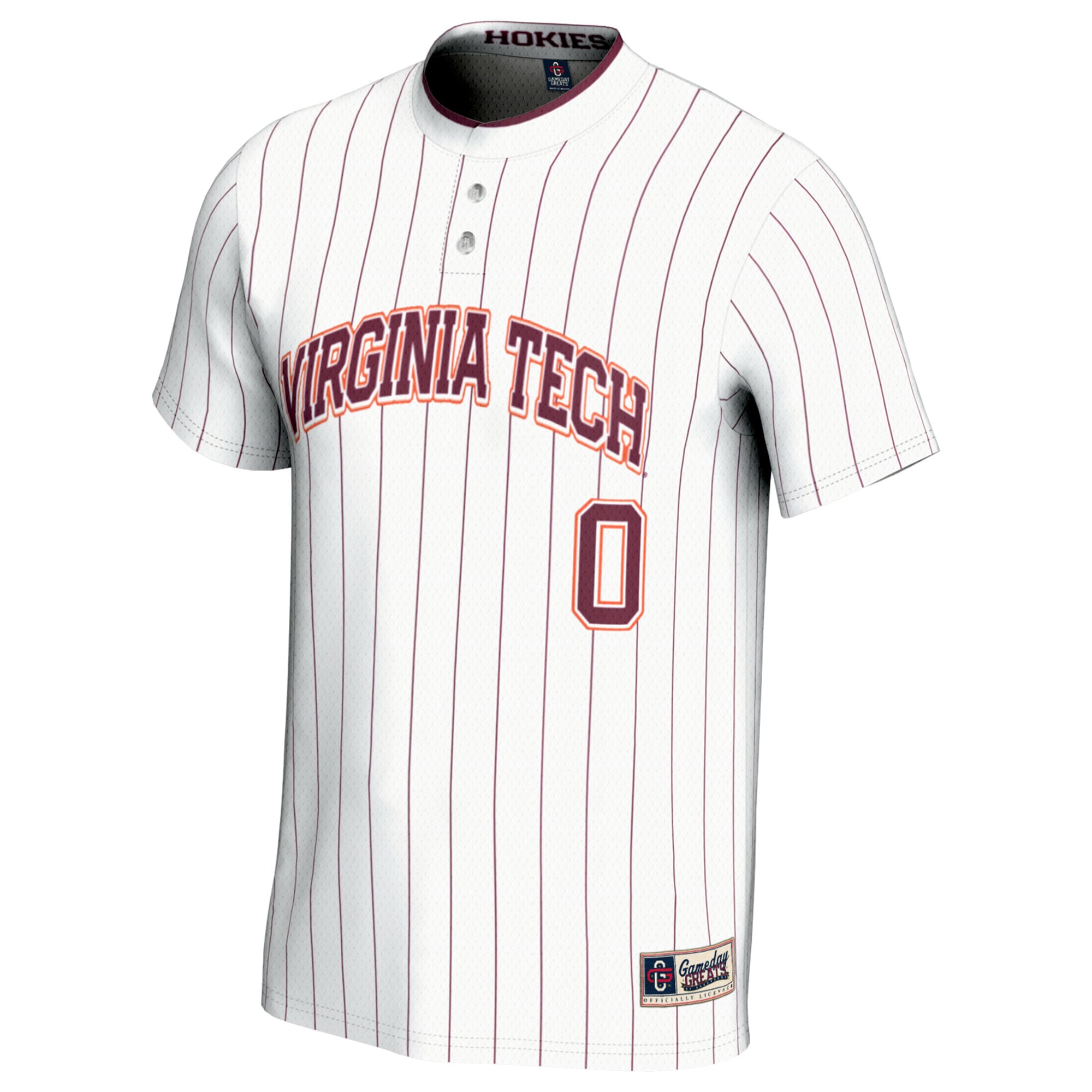 #0 Virginia Tech Hokies Unisex Softball Fashion Jersey White - front view