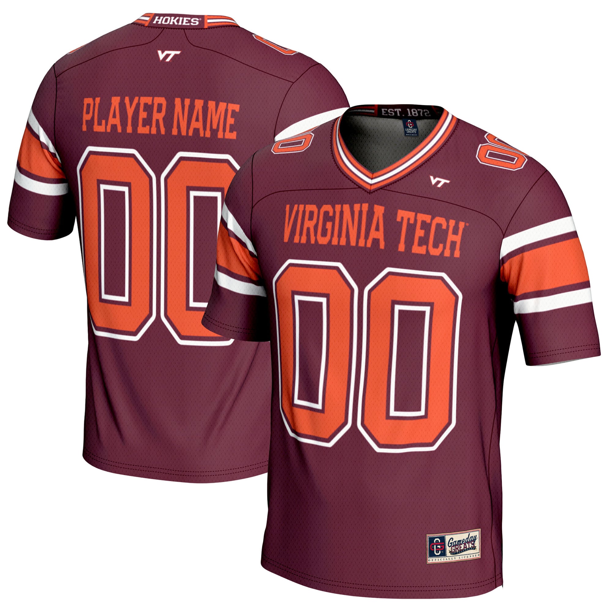 Virginia Tech Hokies Youth Football Jersey Maroon - front and back view