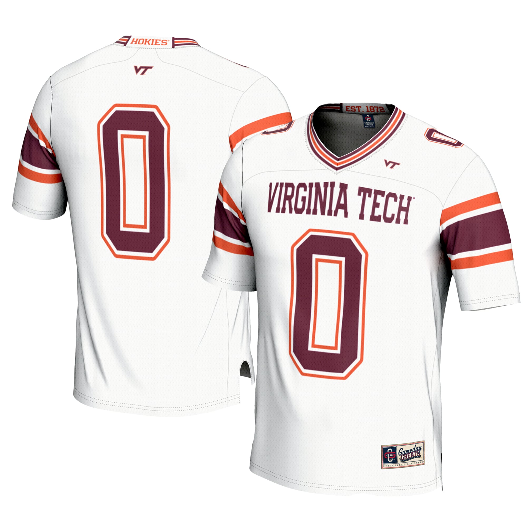 #0 Virginia Tech Hokies Youth Football Jersey White - front and back view