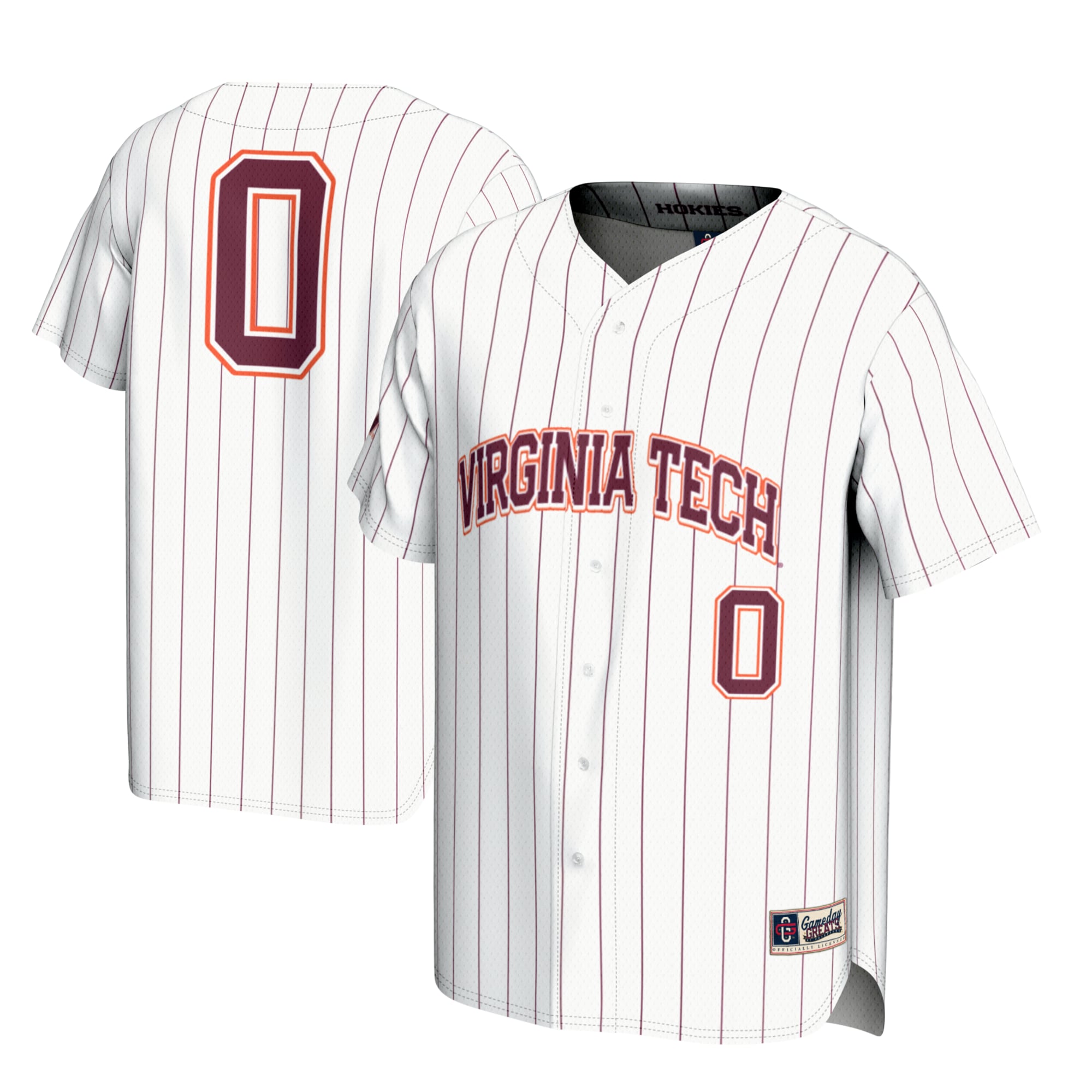 #0 Virginia Tech Hokies Youth Lightweight Baseball Fashion Jersey White - front and back view