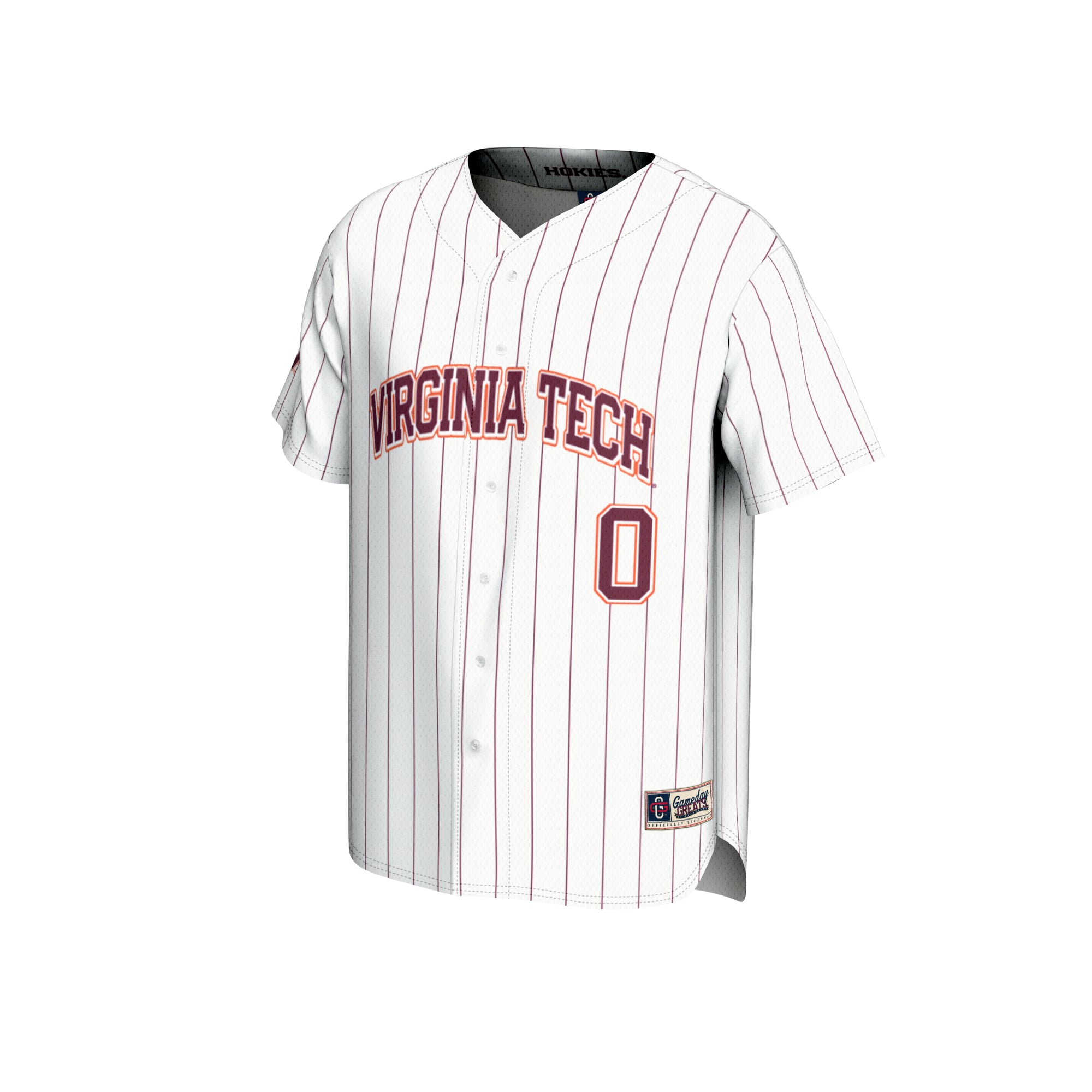 #0 Virginia Tech Hokies Youth Lightweight Baseball Fashion Jersey White - front view