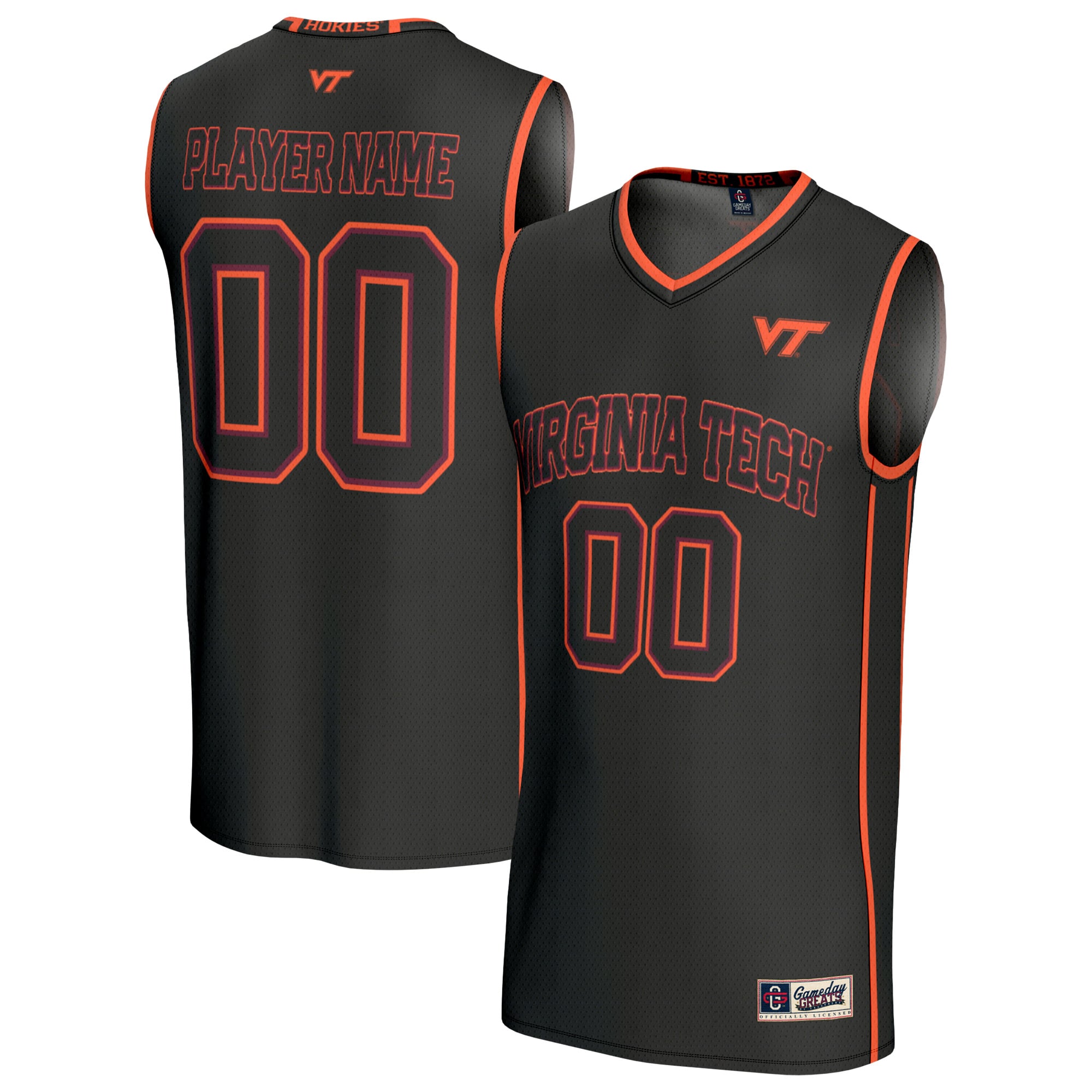 Virginia Tech Hokies Youth Lightweight Collegiate Men's Basketball Fashion - front and back view