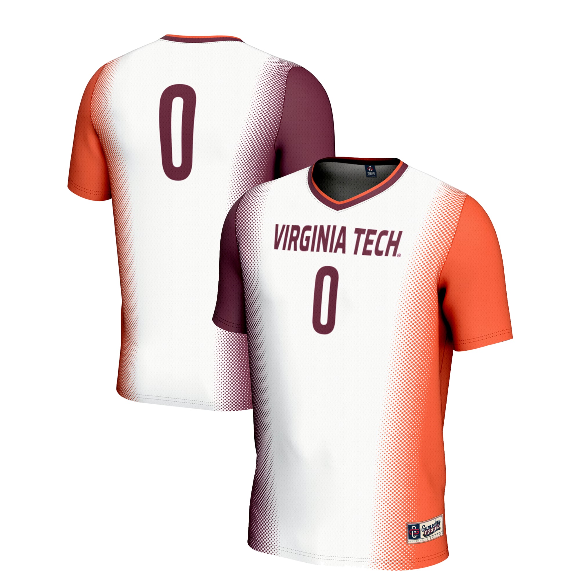 #0 Virginia Tech Hokies Youth Lightweight Women's Soccer Jersey White - front and back view
