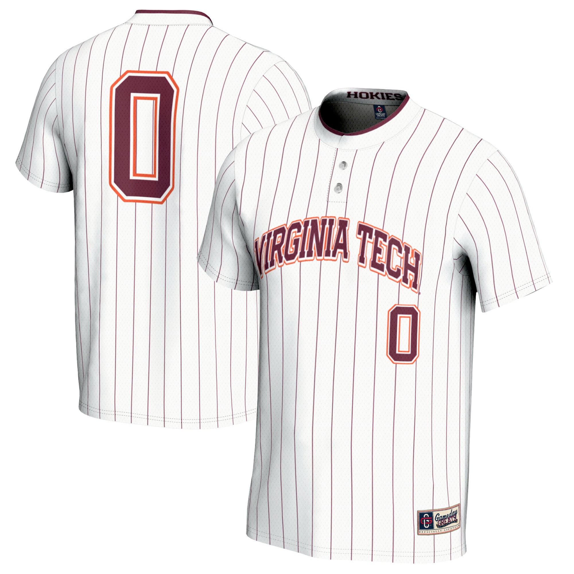 #0 Virginia Tech Hokies Youth Softball Fashion Jersey White - front and back view