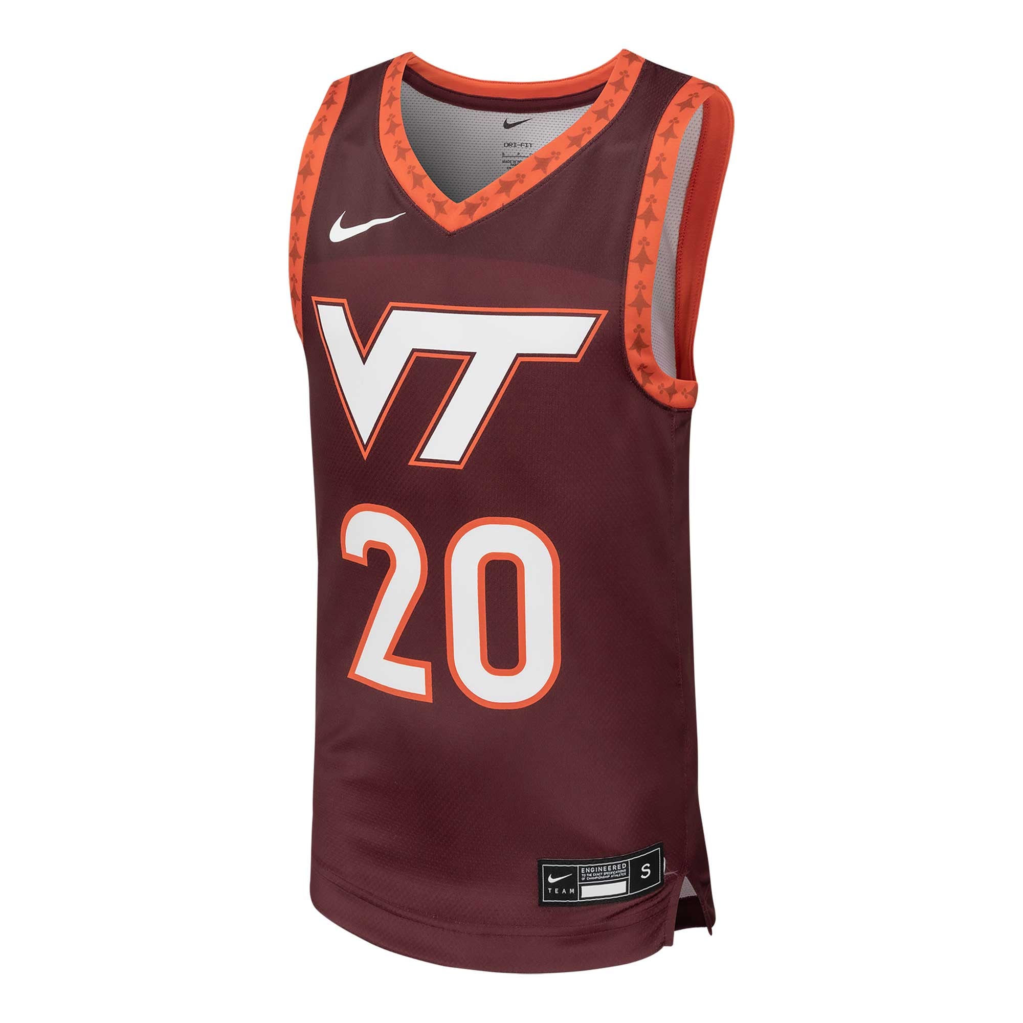 #20 Virginia Tech Hokies Youth Team Basketball Jersey Maroon - front view